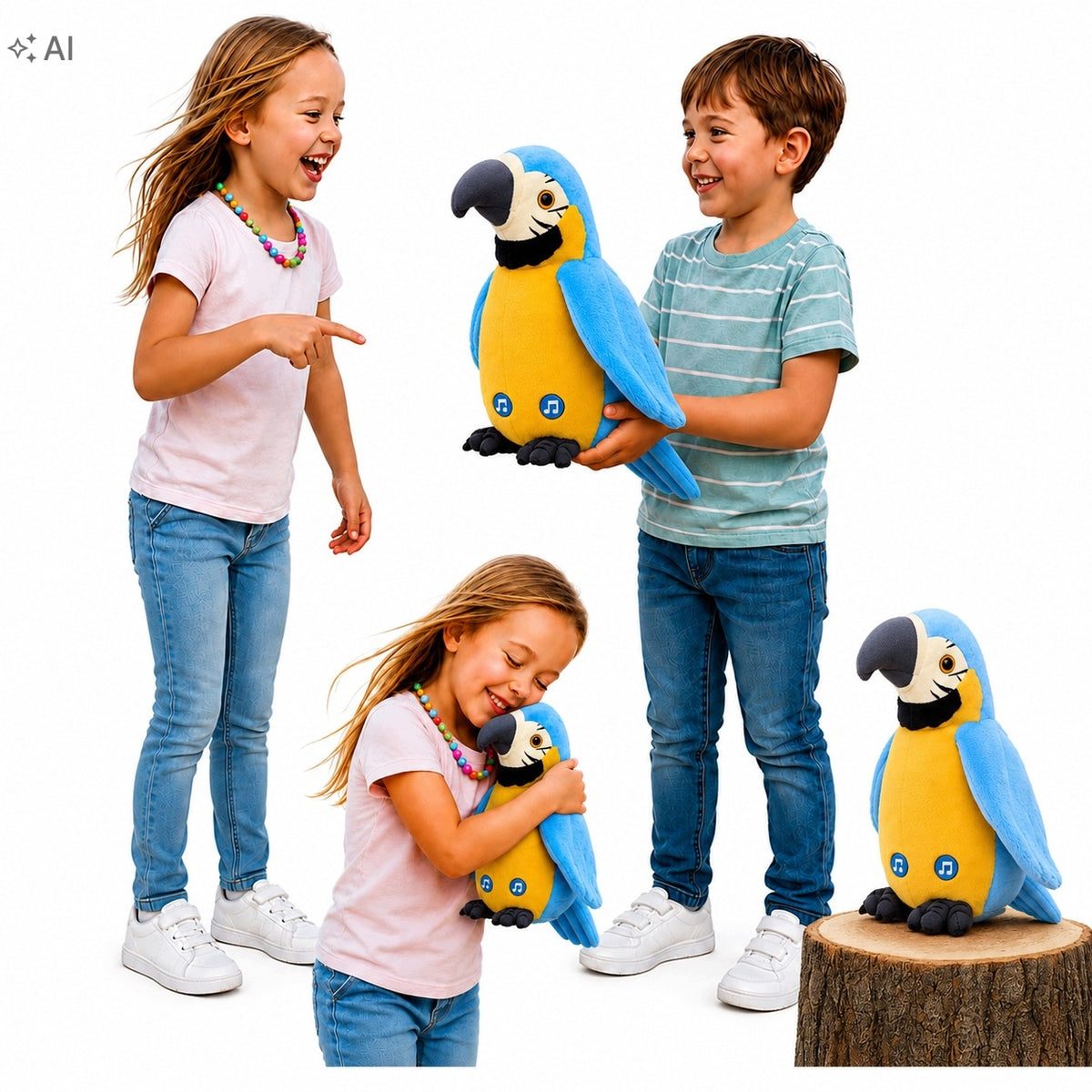 TALKING PARROT INTERACTIVE REPEATS DANCE SAYS MOCKINGBIRD PLUSH TOY b