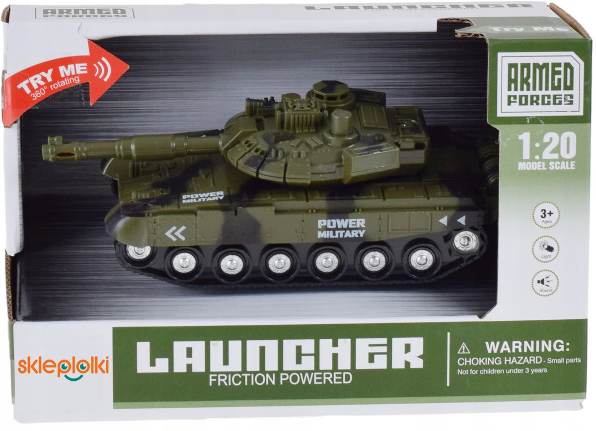 TANK MILITARY TOY GREEN CAMO WITH SOUND LIGHT EFFECTS SAFE Brand Skleplolki