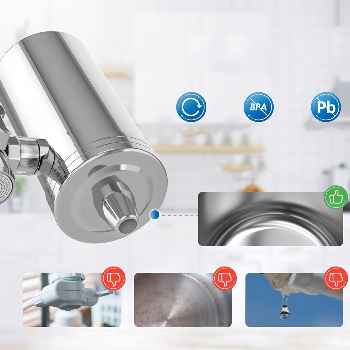 TAP WATER FILTER REMOVES CHLORINE, TAP WATER PURIFIER Manufacturer code 7QYHG0030