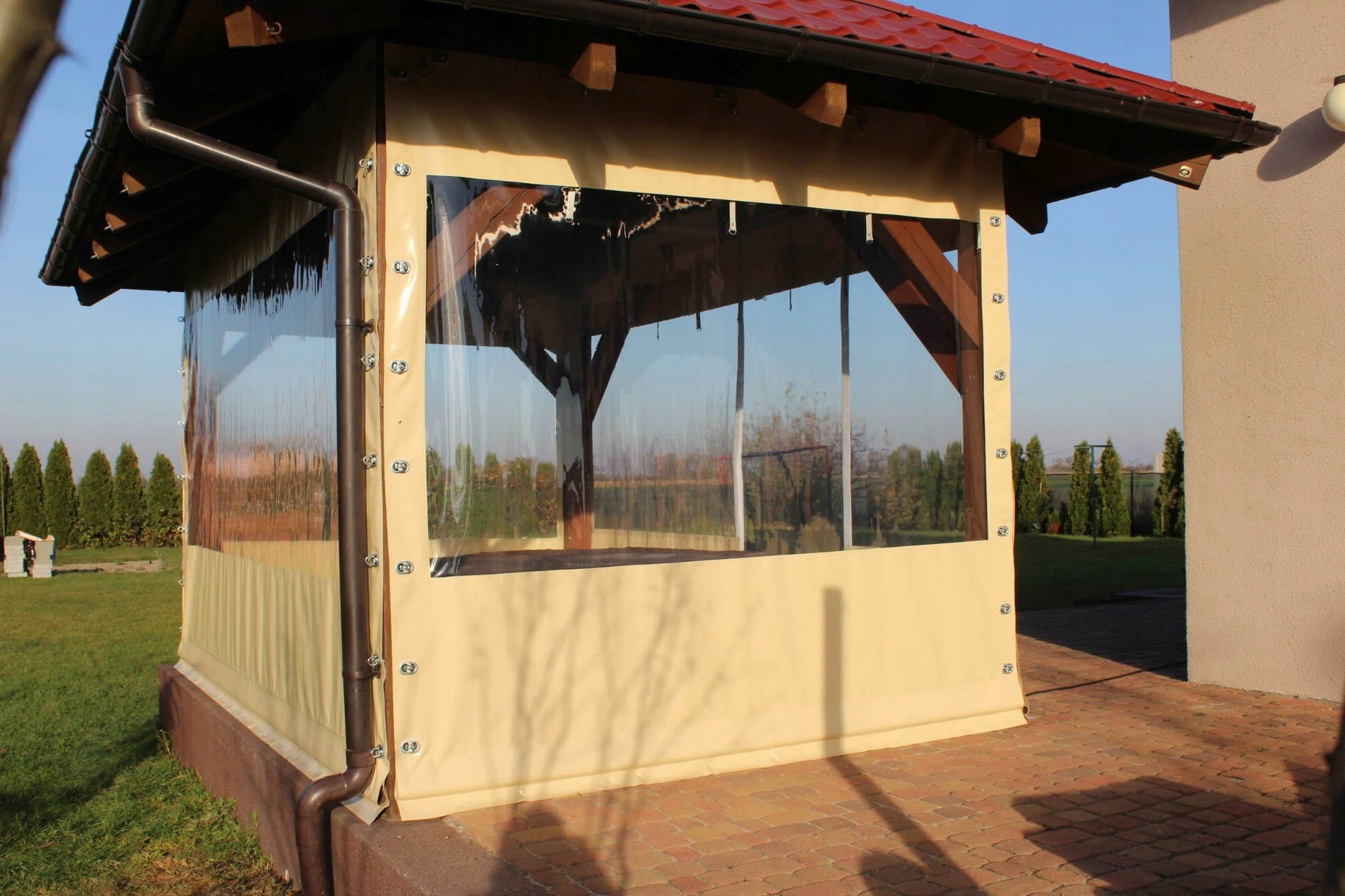 TARPAULIN TRANSPARENT COVER FOR TERRACE PROTECTION FROM RAIN WIND TO SIZE