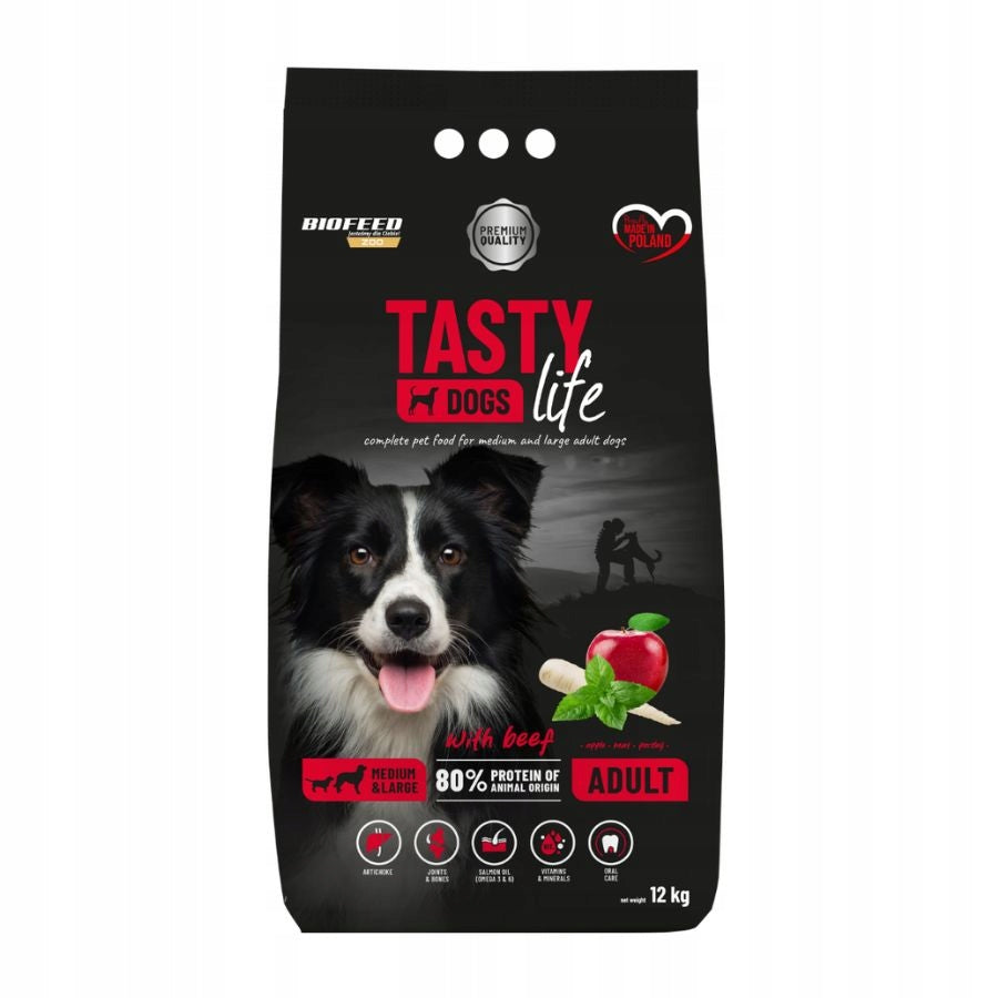 TASTY DOGS LIFE ADULT SMALL Dog Food BEEF Medium/Large Breed 12KG Manufacturer code BIOFEED Tasty Dogs Life karma sucha dla psa