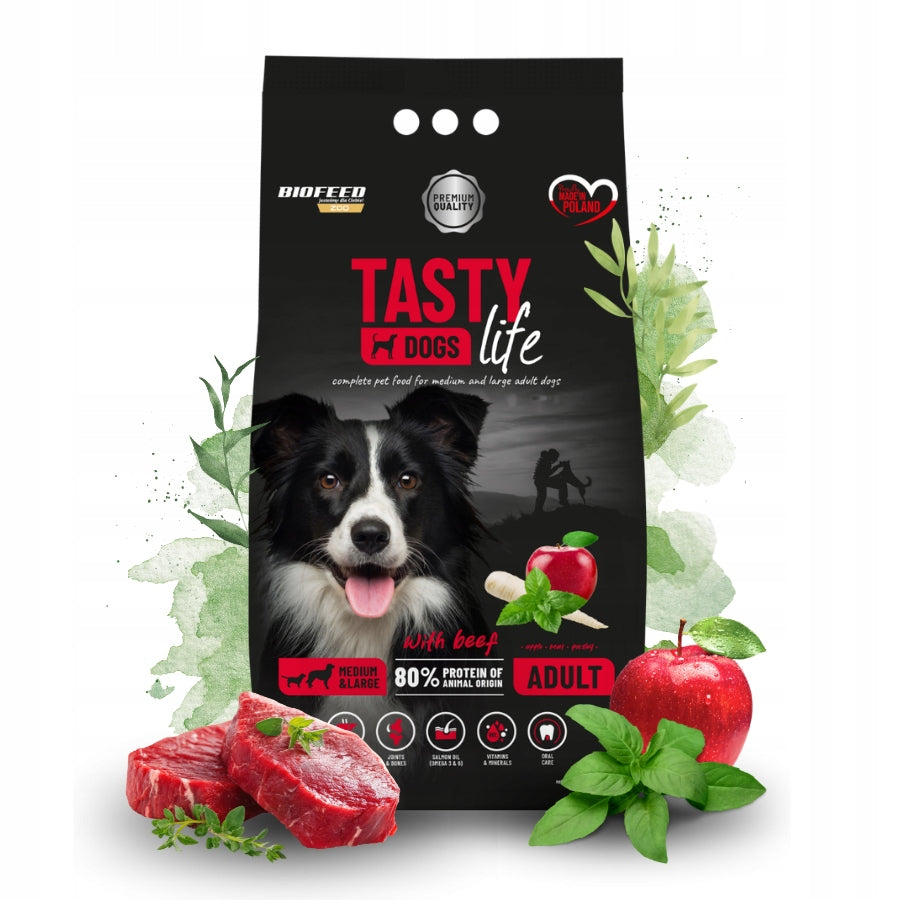 TASTY DOGS LIFE ADULT SMALL Dog Food BEEF Medium/Large Breed 12KG