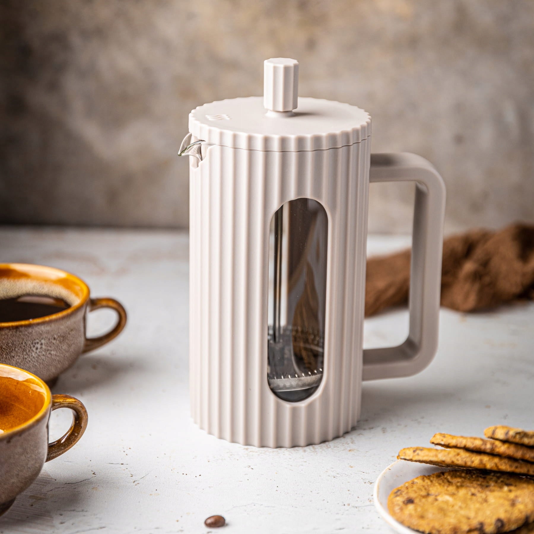 TEA INFUSER COFFEE HERBS PLUNGER JUG FRENCH PRESS BEIGE 1000 Packaging status original