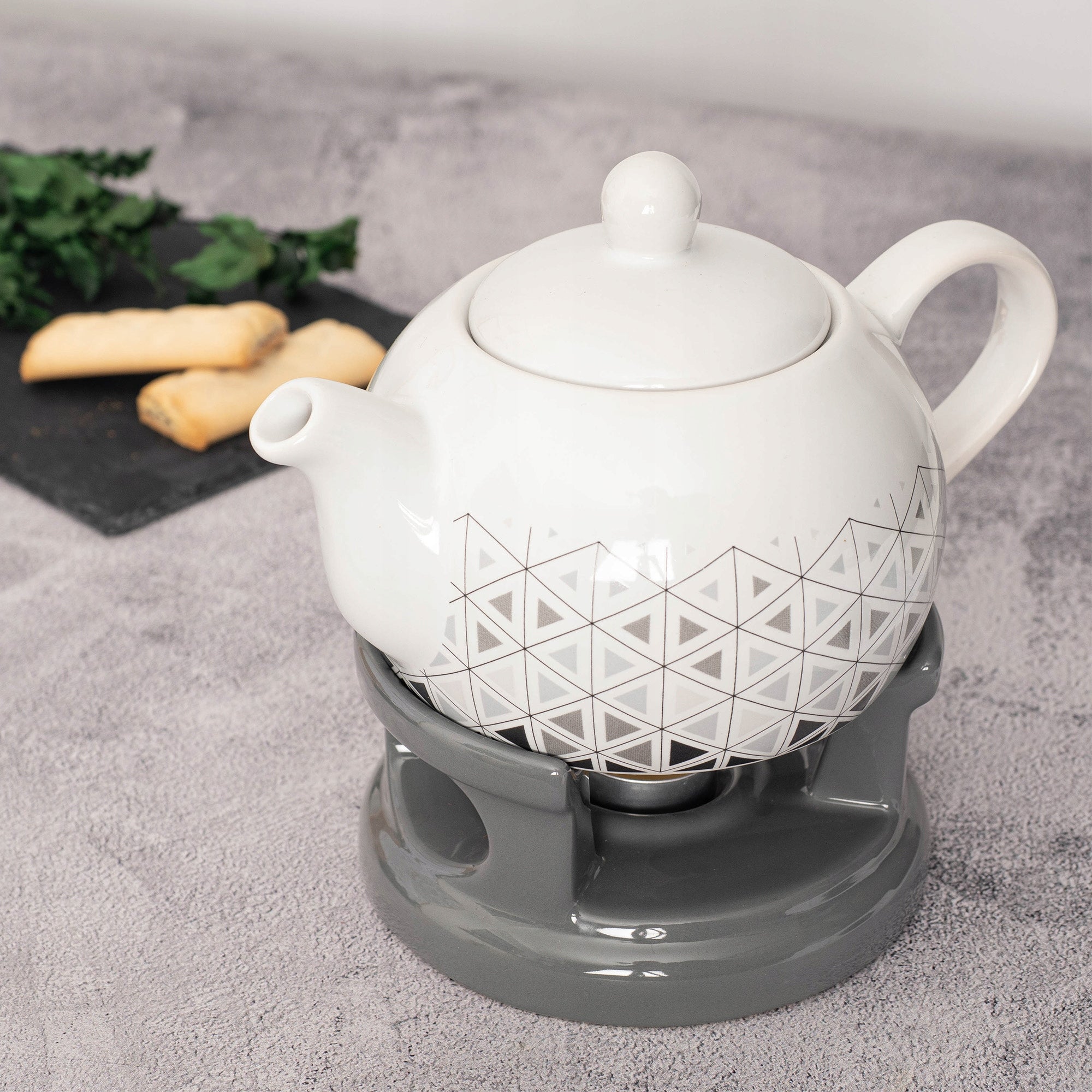 TEA POT WITH HEATER 1L CERAMIC FOR TEA KETTLE GREY EAN (GTIN) 5906638370247