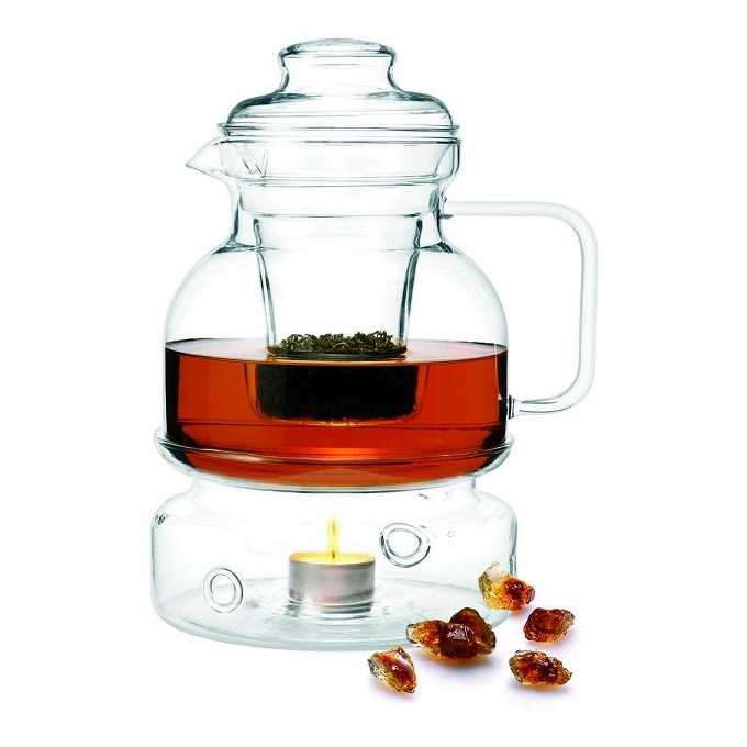 TEA POT WITH HEATER HEAT-RESISTANT GLASS INFUSER LARGE 1,5L Brand Termisil