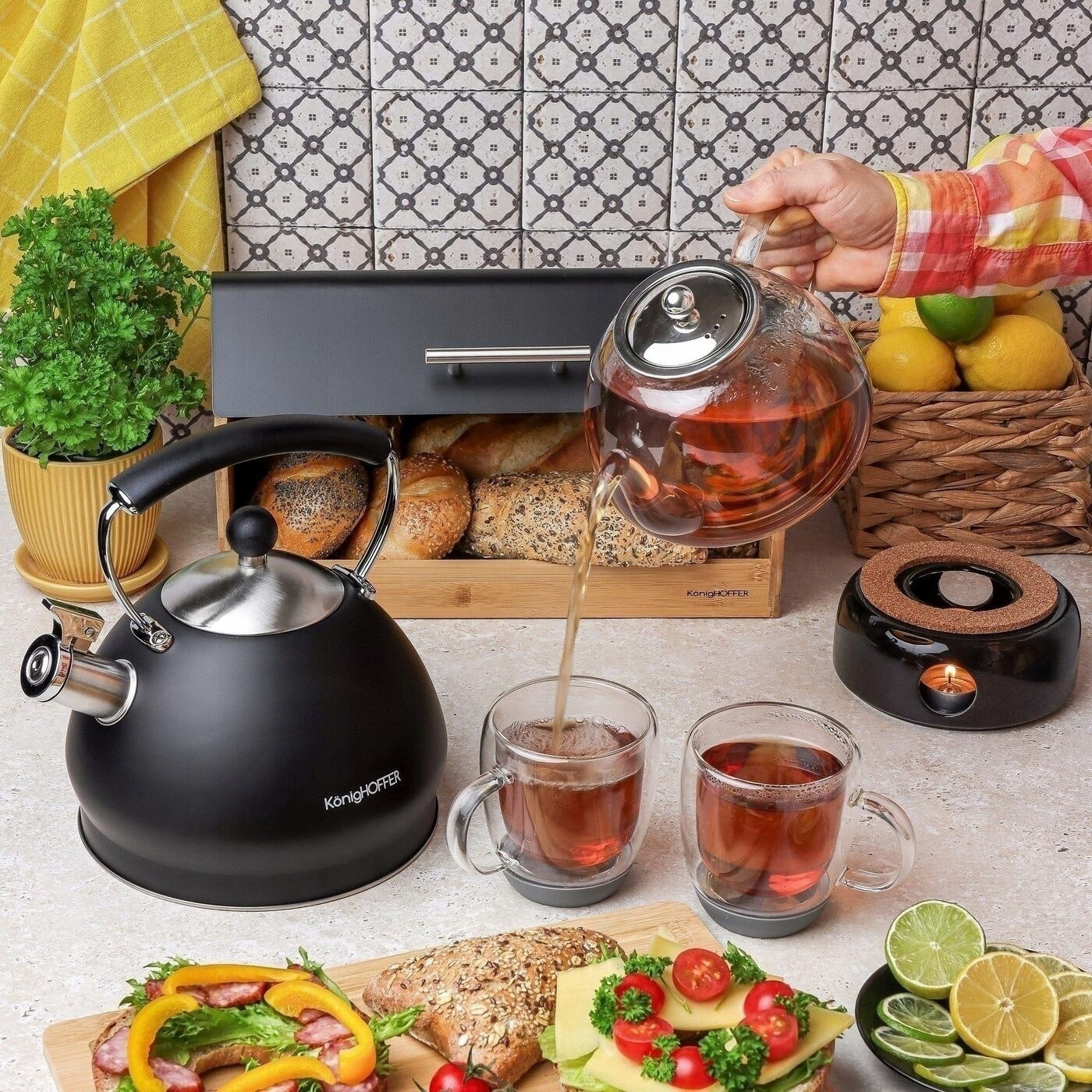 TEA POT with HEATER Borosilicate INFUSER Tadar Carina 1,2l Brand Tadar