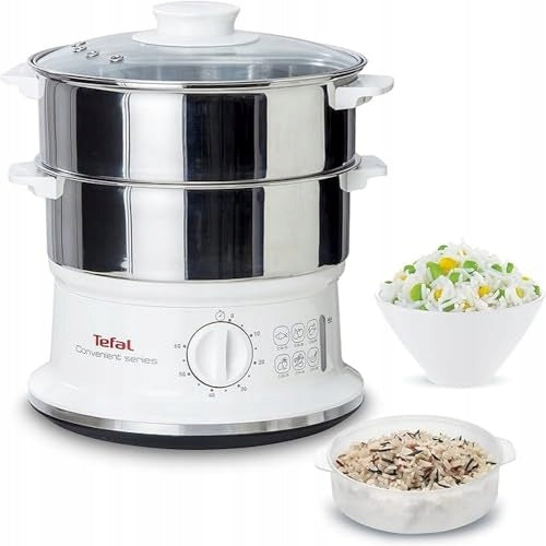TEFAL ELECTRIC STEAMER 2 STEEL CONTAINERS 6L TIMER 900W WHITE VC1451 Manufacturer code VC1451