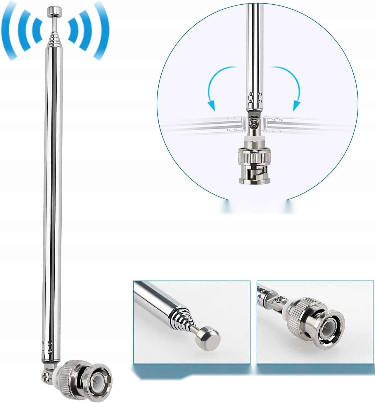 TELESCOPIC ANTENNA 75CM BNC RADIO TV DAB FM AM STEREO SILVER PART Manufacturer code 5908107859468