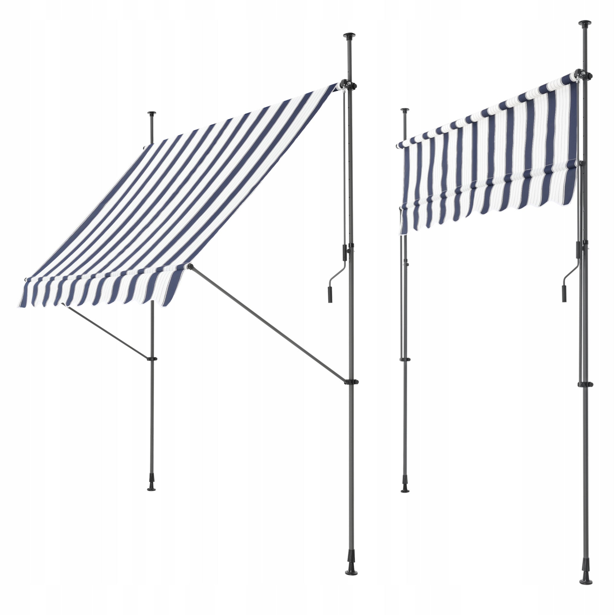 TELESCOPIC BALCONY TERRACE AWNING 300x120x220-309cm, blue/ white