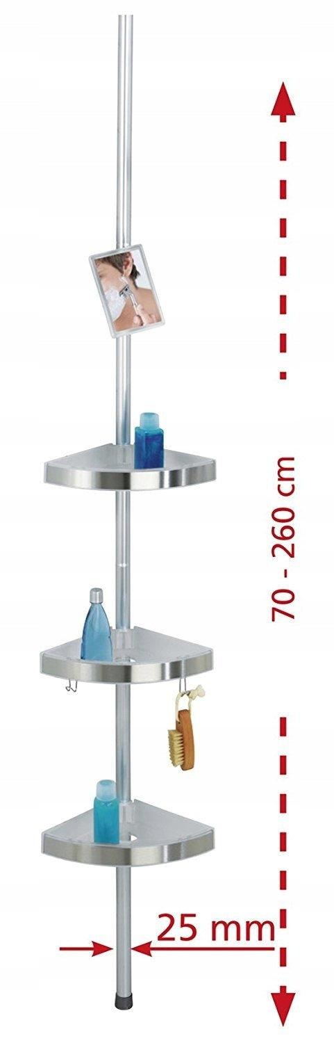 TELESCOPIC BATHROOM RACK WITH MIRROR WENKO Brand Wenko
