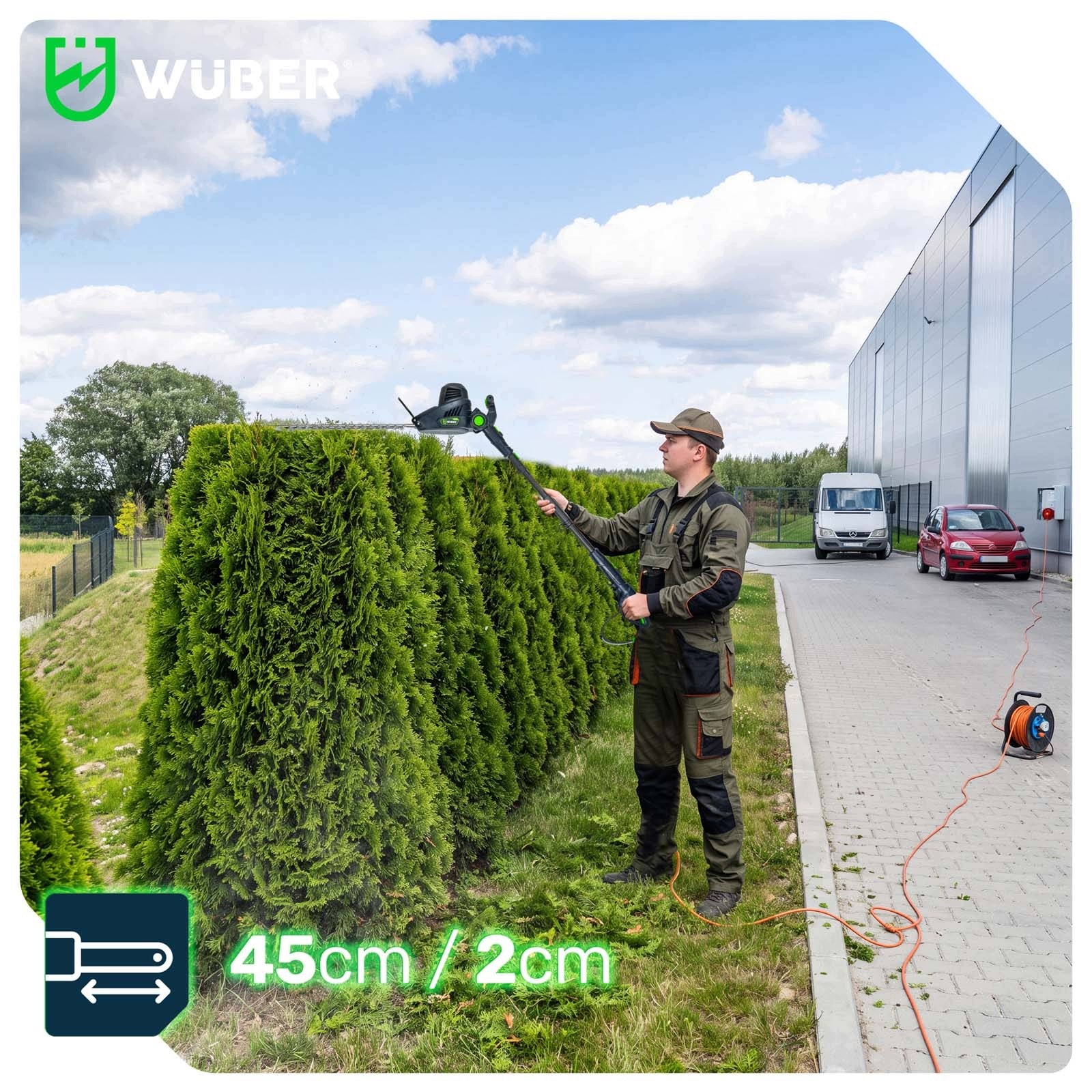TELESCOPIC BOOM HEDGE TRIMMER 2,7M ELECTRIC DUALCUT 2IN1 Manufacturer code W37021 NOŻYCE DO ŻYWOPŁOTU NA WYSIĘGNIKU 2w1
