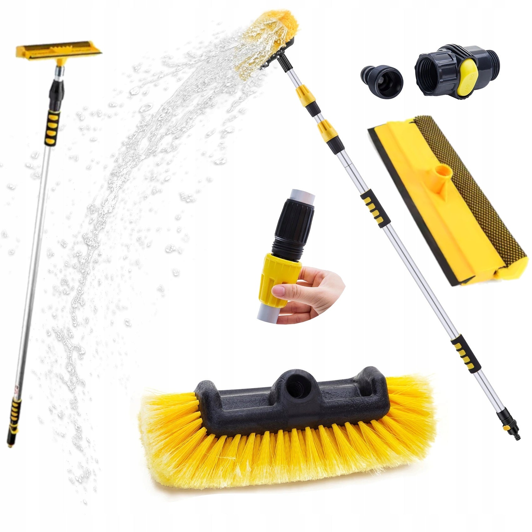 TELESCOPIC BRUSH AND SQUEEGEE FOR WASHING PHOTOVOLTAIC PANELS 3M 2IN1