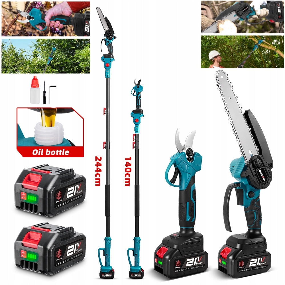TELESCOPIC CORDLESS CHAINSAW 2M GARDEN PRUNER BOOM 2AKU