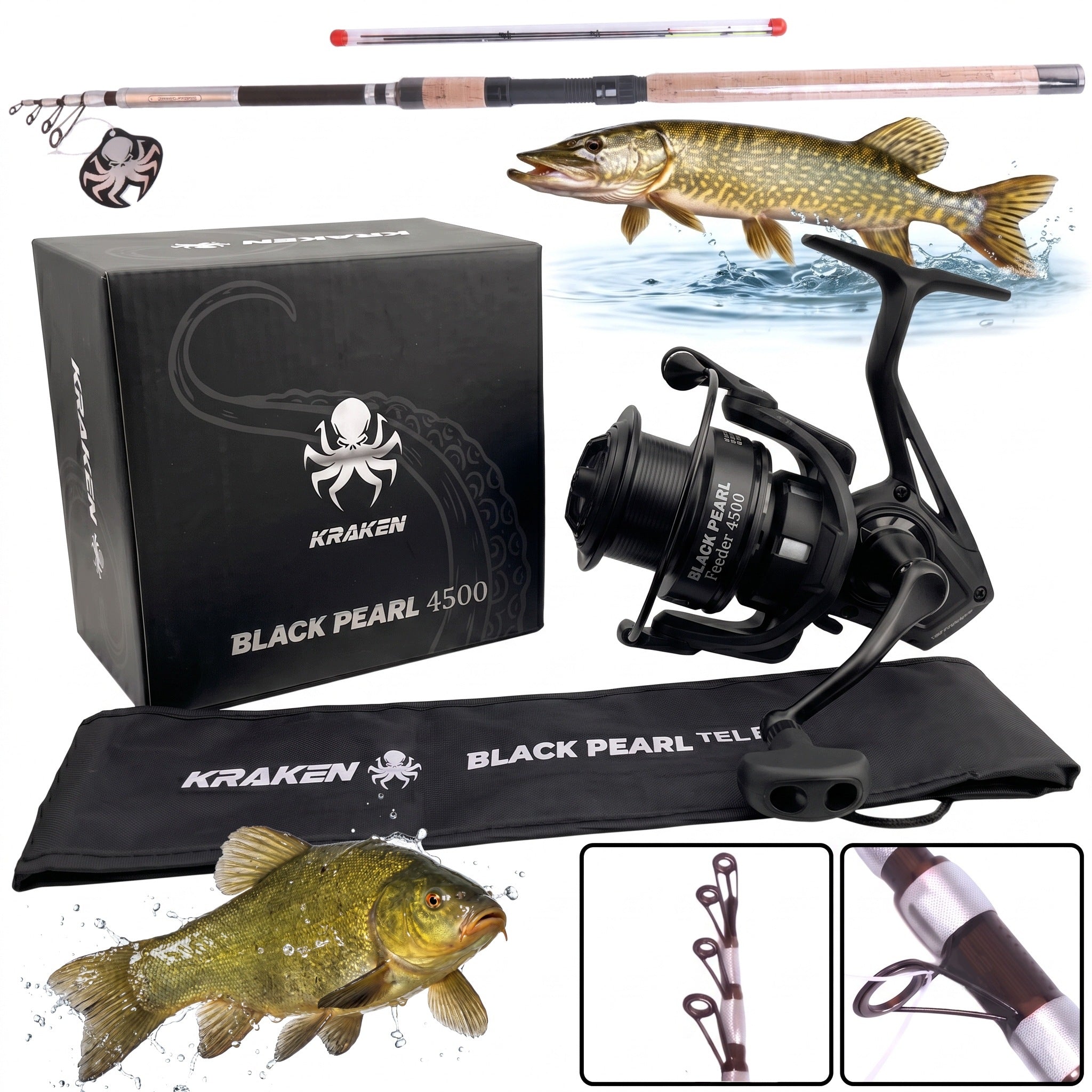 TELESCOPIC REEL FEEDER KRAKEN FISHING SET 3.30M 120G