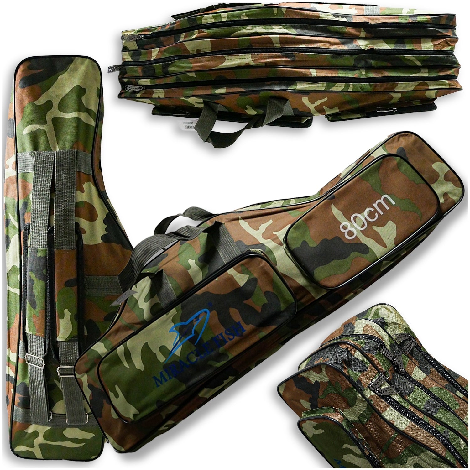 TELESCOPIC ROD COVER 80 cm 3 COMPARTMENTS WITH SIDE CAMO POCKETS