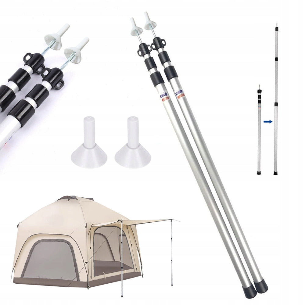 TELESCOPIC TENT MAST 2X ALUMINUM BRACKET AWNING TARP LOCK Manufacturer code Pałąki Teleskopowe Do Namiotu