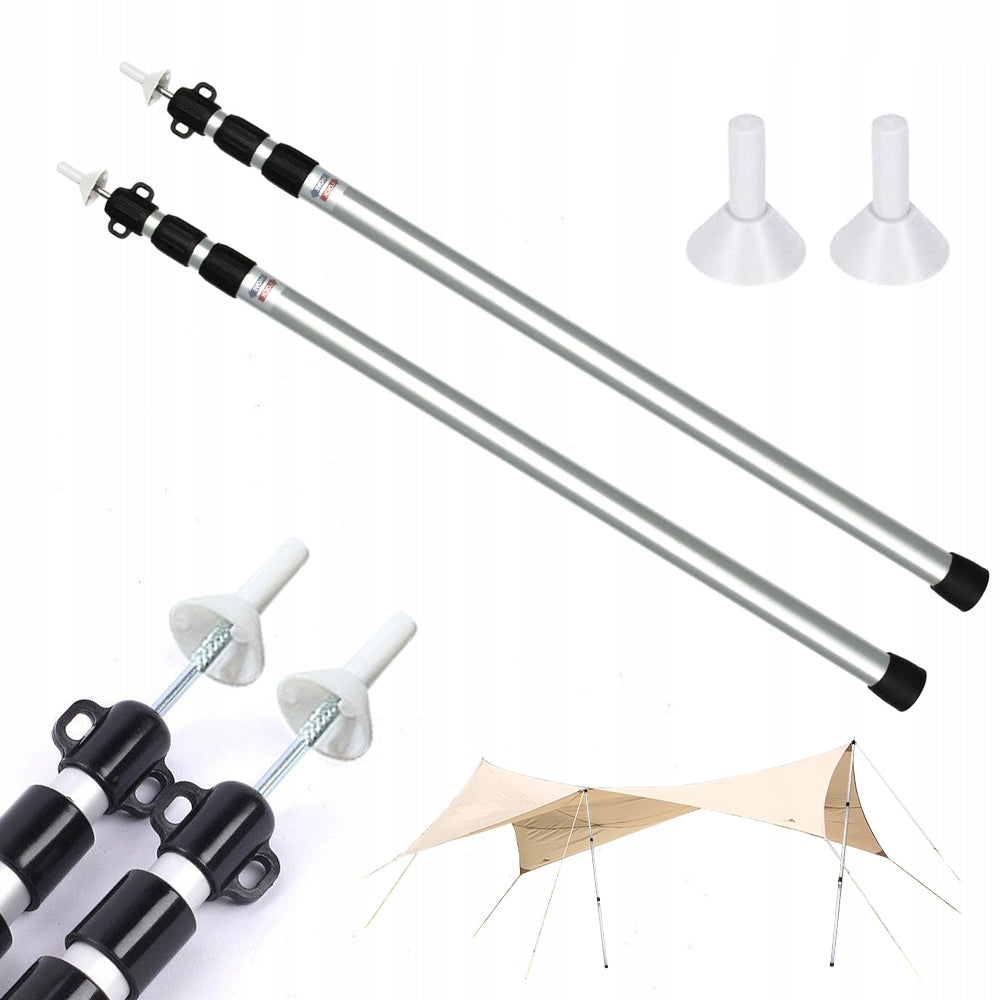 TELESCOPIC TENT MAST 2X ALUMINUM BRACKET AWNING TARP LOCK