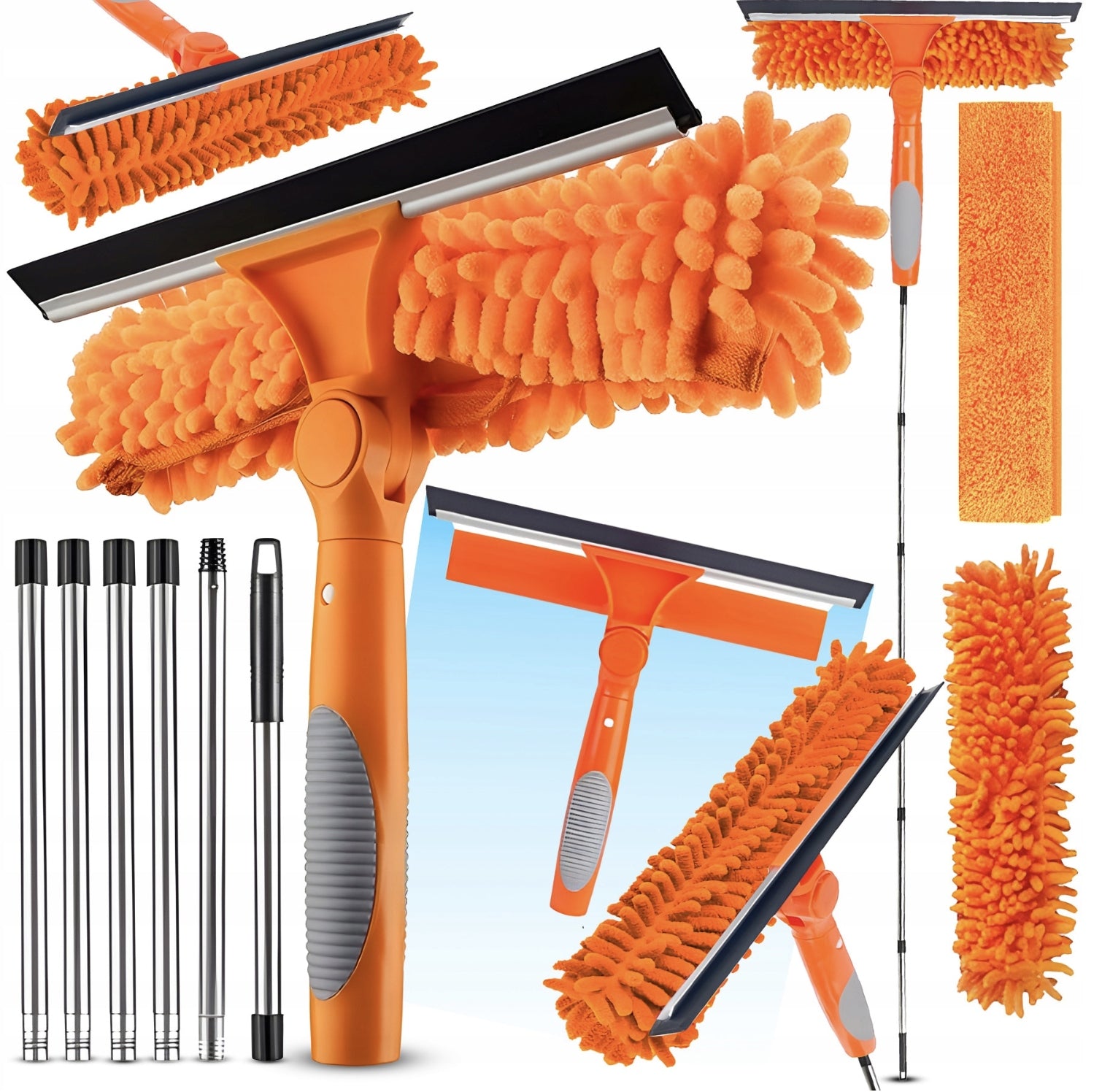 TELESCOPIC WINDOW WASHER 1,8M MOP STREAK PULLER FOR WINDOWS LONG 2IN1
