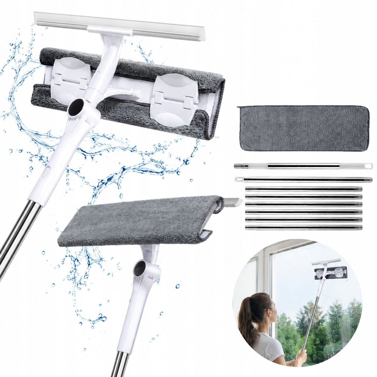 TELESCOPIC WINDOW WASHER 3,8M FOR WINDOWS LONG 2IN1 + OVERLAY