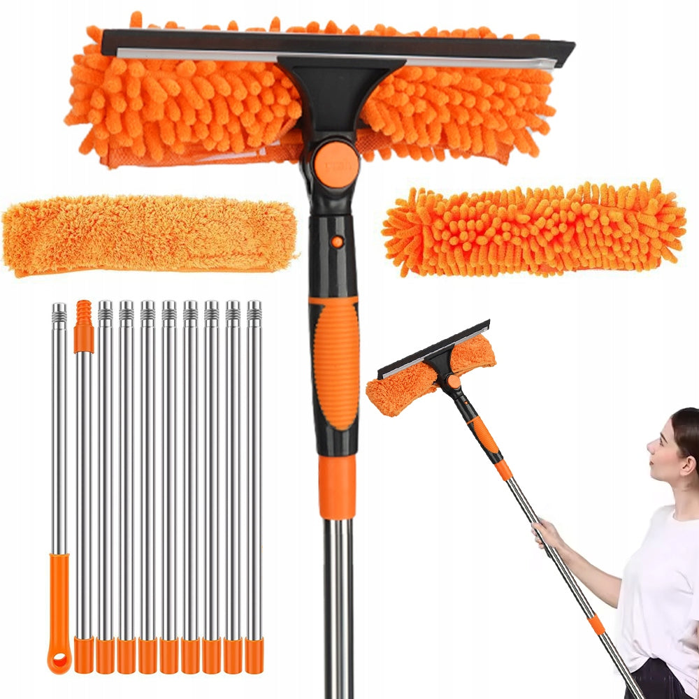 TELESCOPIC WINDOW WASHER, LONG HANDLE, WINDOW WASHER SET WITH SQUEEGEE