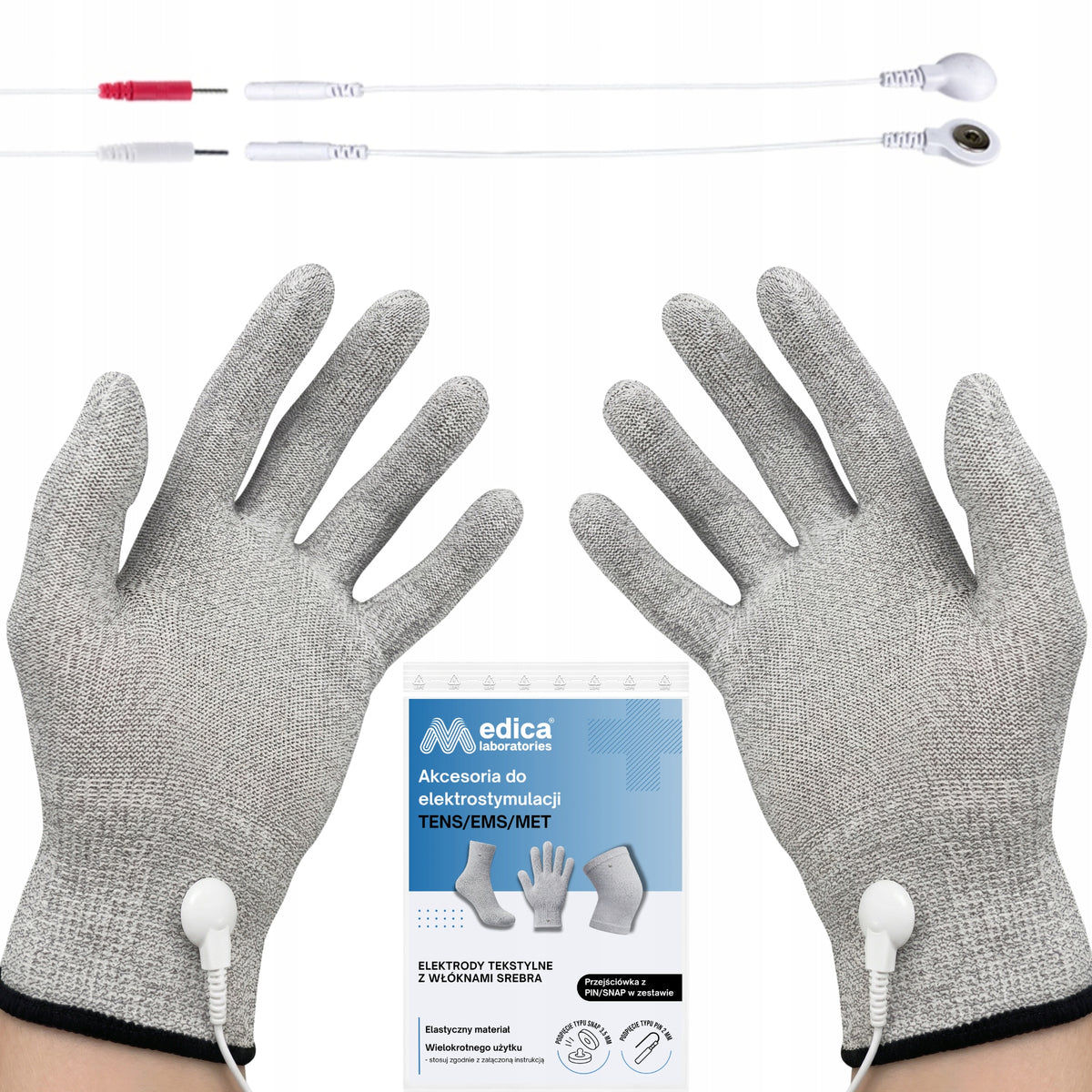 TENS EMS Electrode Gloves for Electrostimulator or Massager Size L