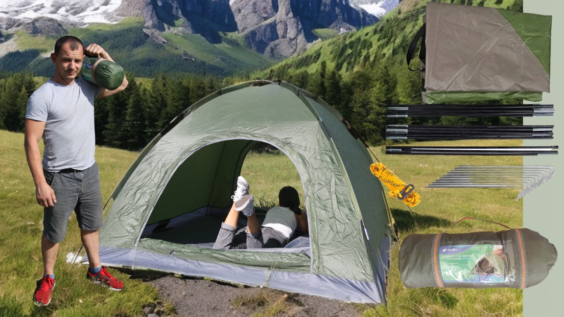 TENT 4 PERSON CAMPING WATERPROOF HIGH QUICK INSTALLATION WITH MOSQUITO NET Number of people 4