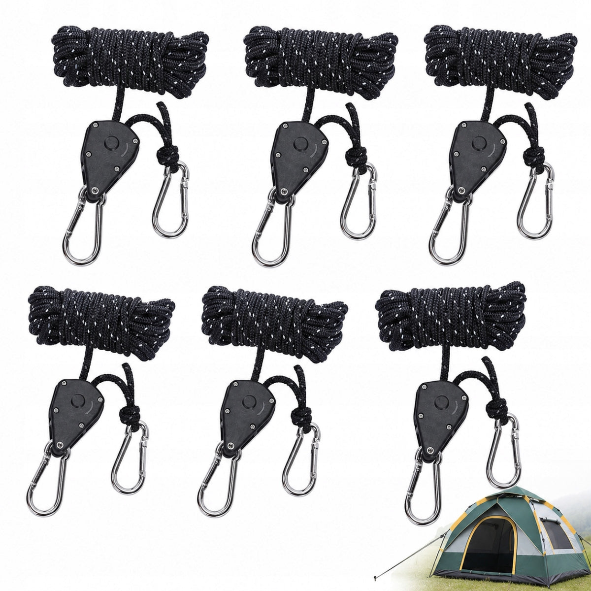 TENT CABLE TENSION SET with tensioner regulator 6x