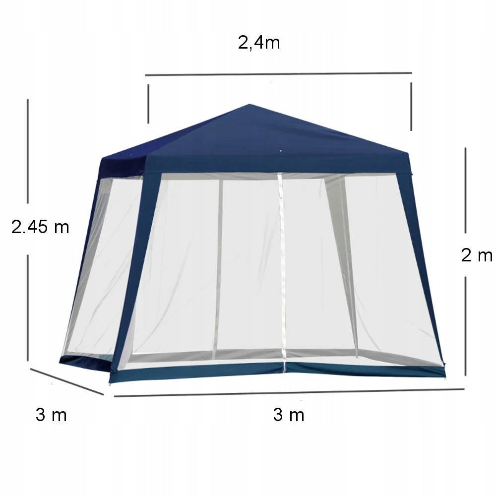 TENT GARDEN PAVILION 3x3m GAZEBO 4 WALLS SUN MOSQUITO NET Type pavilion