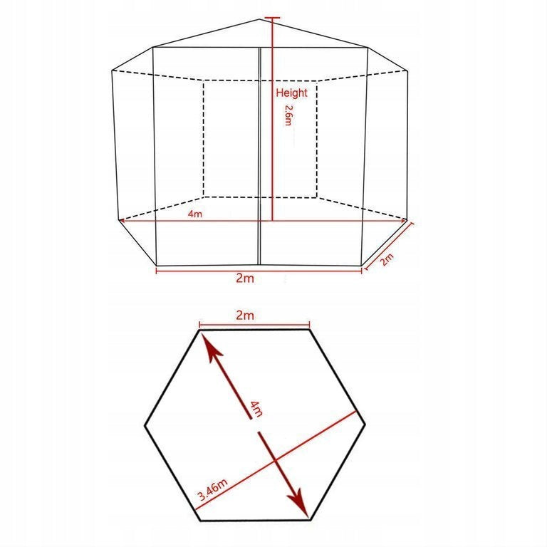 TENT Garden PAVILION GAZEBO with MOSQUITO NET LARGE HEXAGON 4x4m Number of side walls 6 walls