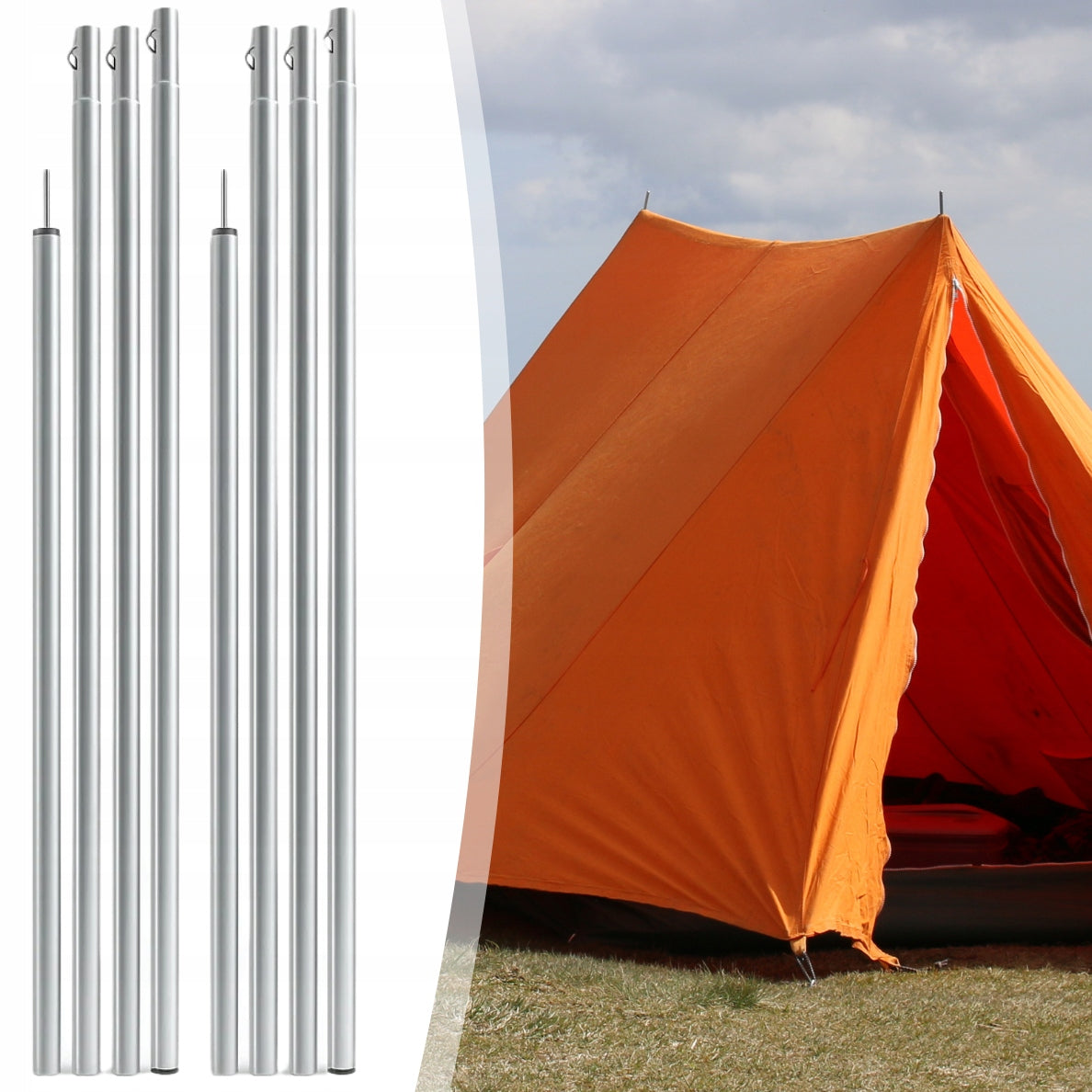 TENT RODS ADJUSTABLE BARS POSTS FOR TARPAULIN SET 90-230CM 2PCS Brand MEMFLOW