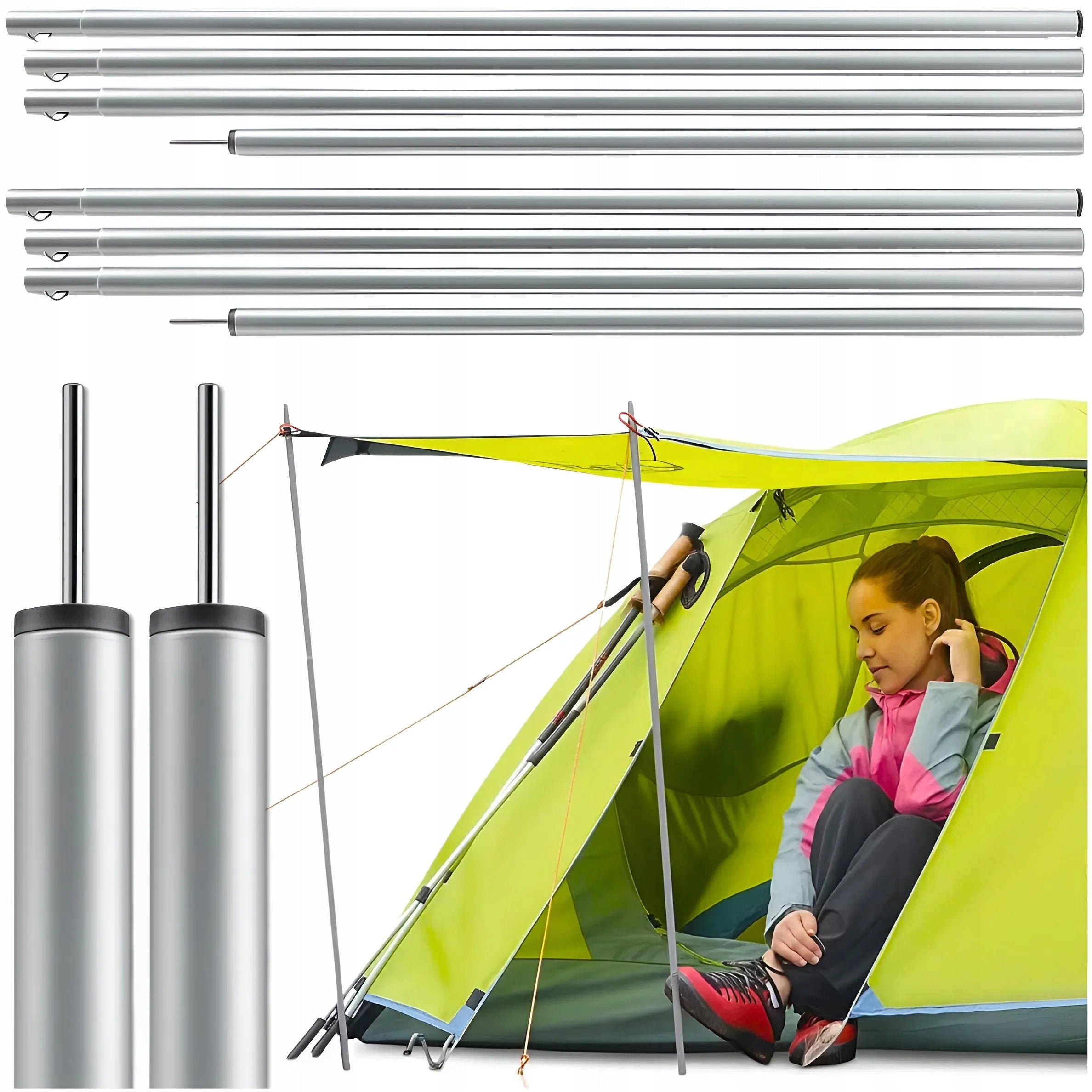 TENT RODS ADJUSTABLE BARS POSTS FOR TARPAULIN SET 90-230CM 2PCS Manufacturer code Drążki namiotowe pręty do namiotu mocne