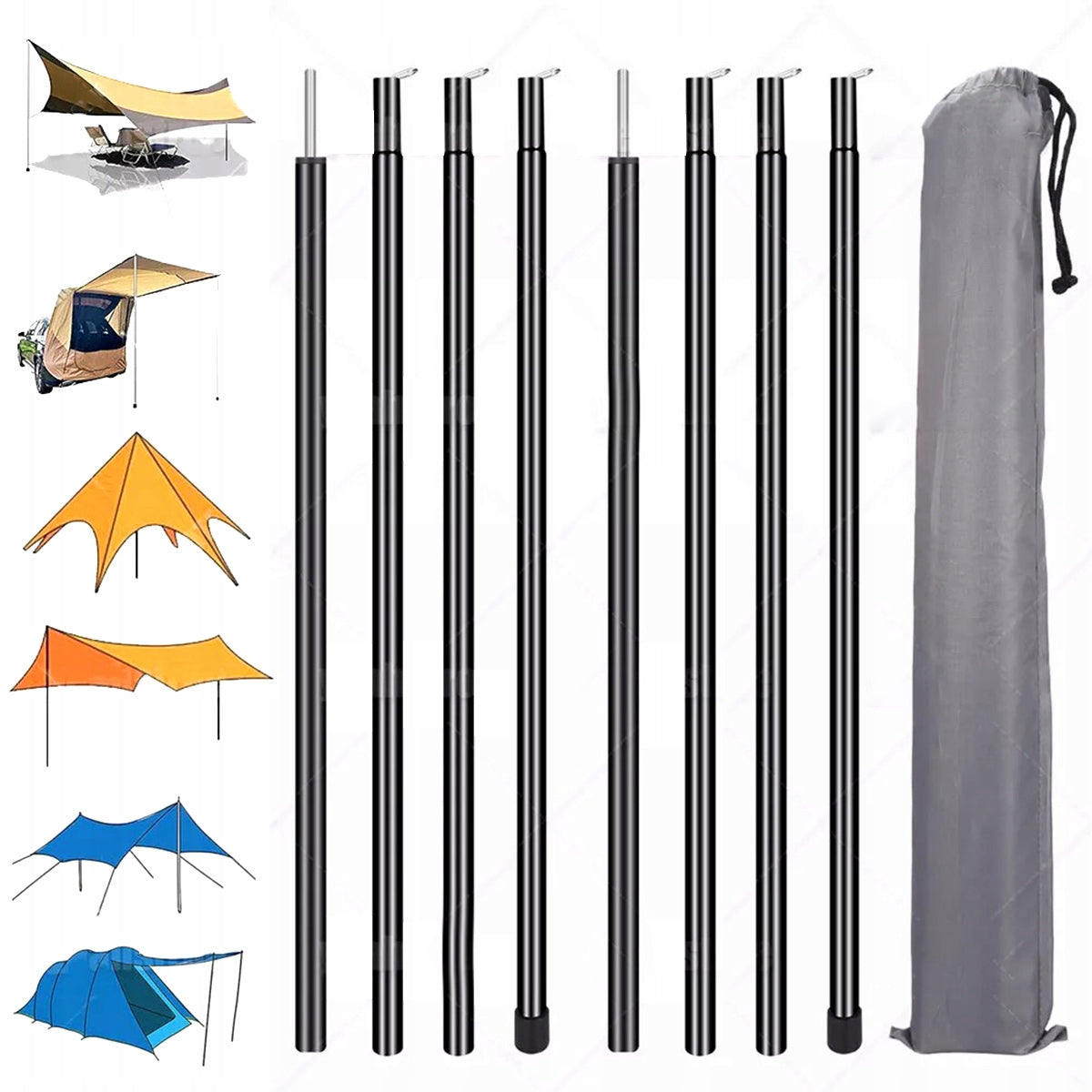 TENT RODS CAMPING TELESCOPIC AWNINGS 50-200CM 4-Section POSTS