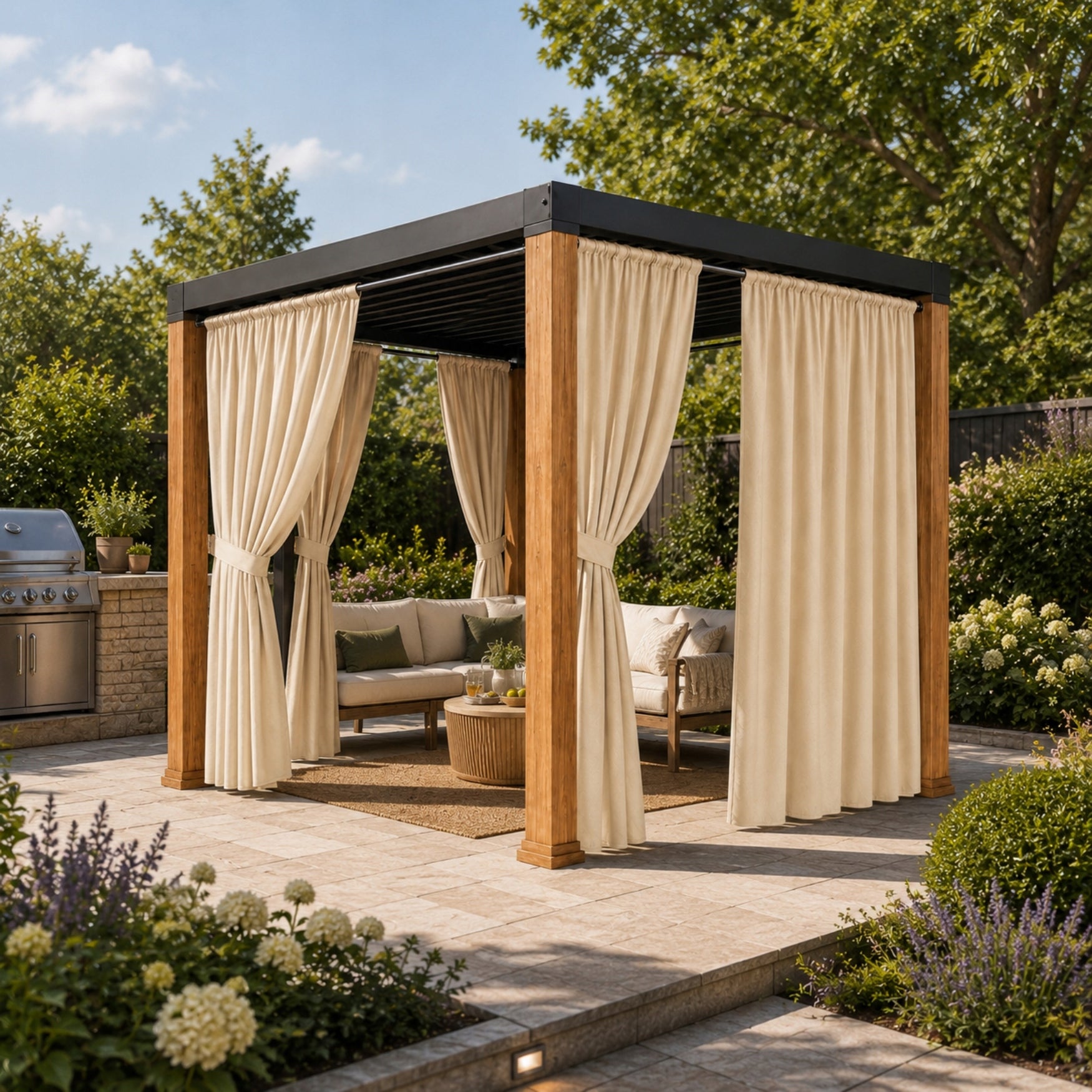 TERRACE CURTAIN 155X230 CM BEIGE GARDEN WATERPROOF FOR ARBOR TUNNEL Manufacturer code H-ZXB02A-155x230