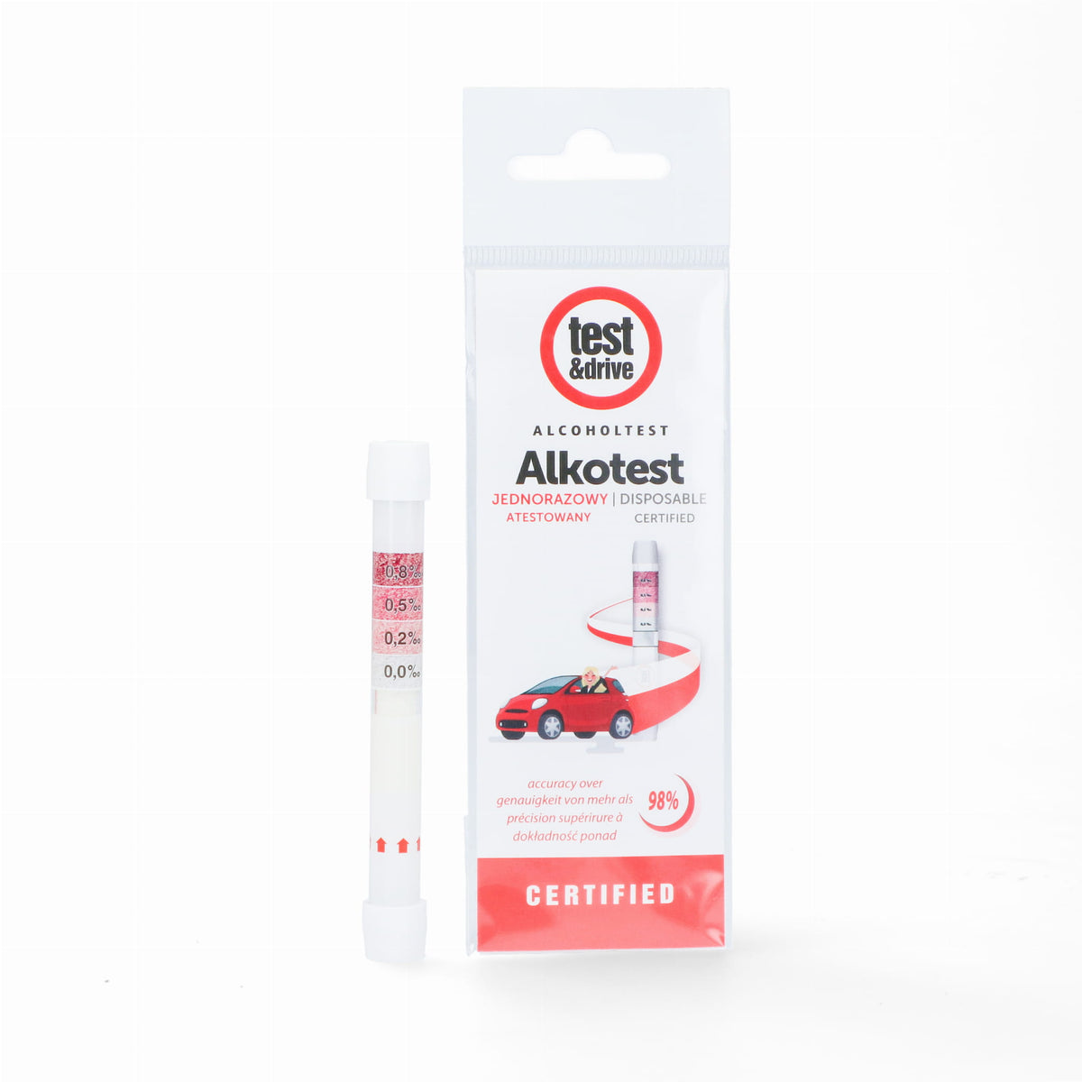 TEST AND DRIVE Disposable breathalyzer FOIL SOBER MORNING ALKOTEST 10 PIECES