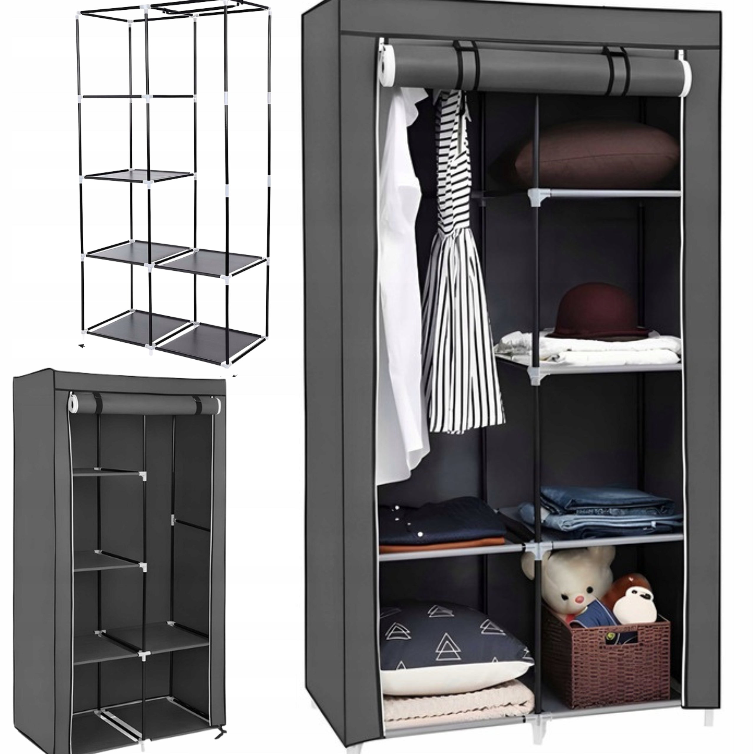TEXTILE WARDROBE MATERIAL FOLDING ORGANIZER CABINET BOOKCASE LARGE XXL