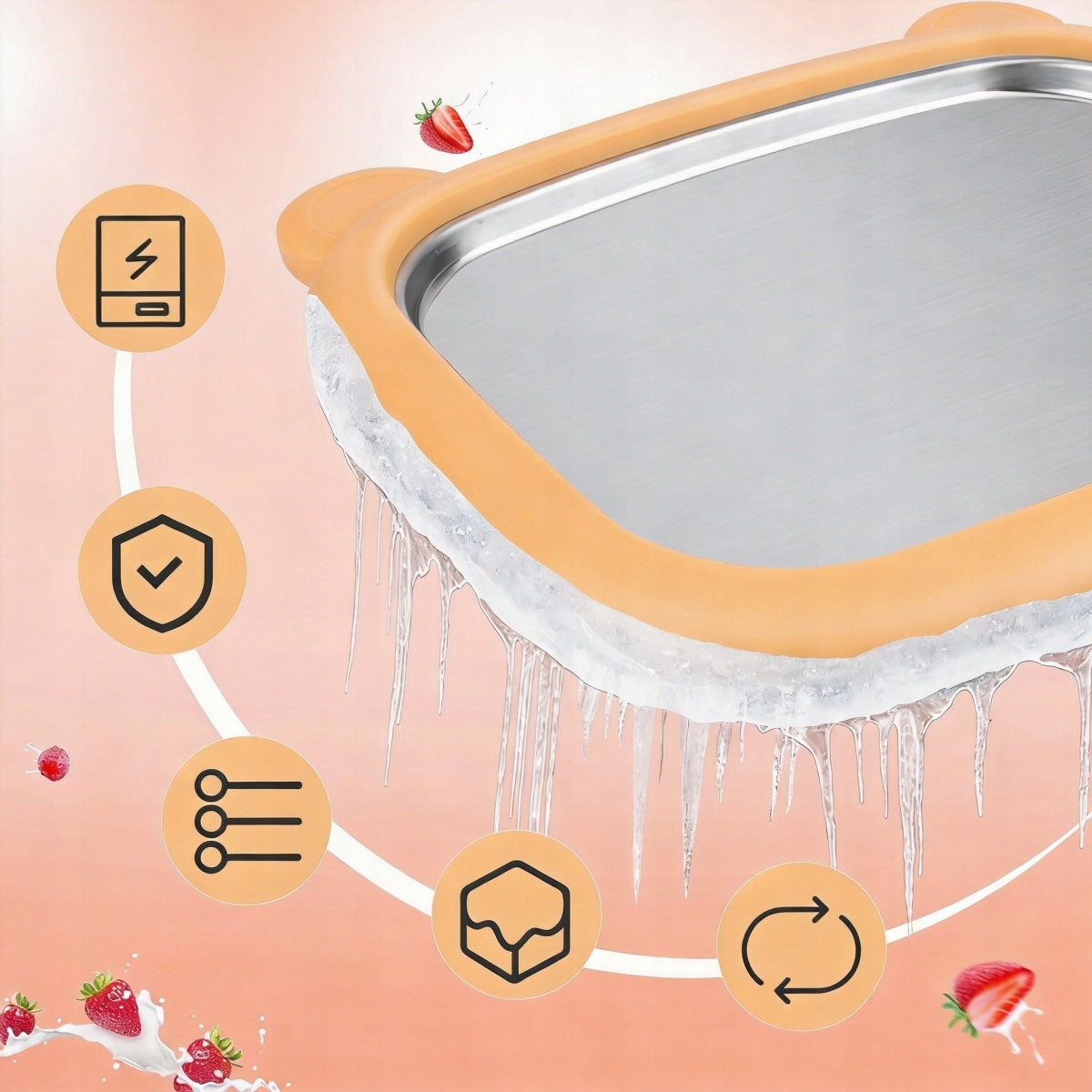 THAI ICE CREAM MACHINE - HOMEMADE ICE CREAM MAKER FOR CHILDREN Dominant color orange