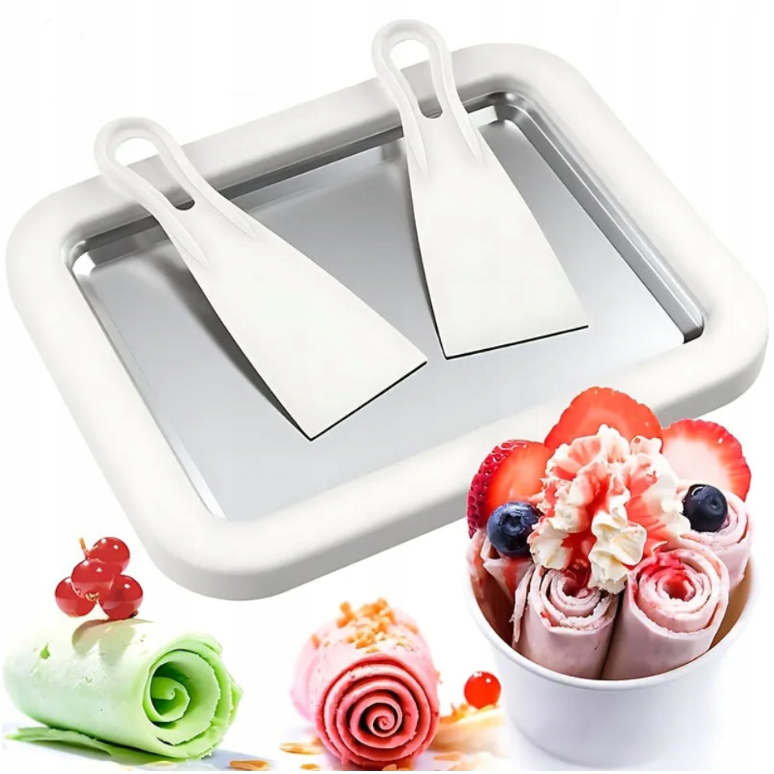 THAI ICE CREAM MAKING MACHINE HEALTHY THAI ICE CREAM SET WHITE DIY