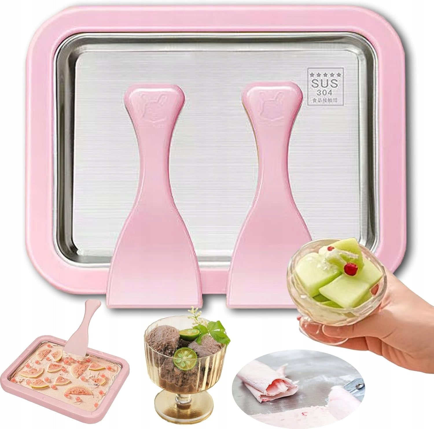 THAI ICE CREAM MAKING MACHINE SET THAI ICE CREAM MAKER FOR GIFT Packaging status original
