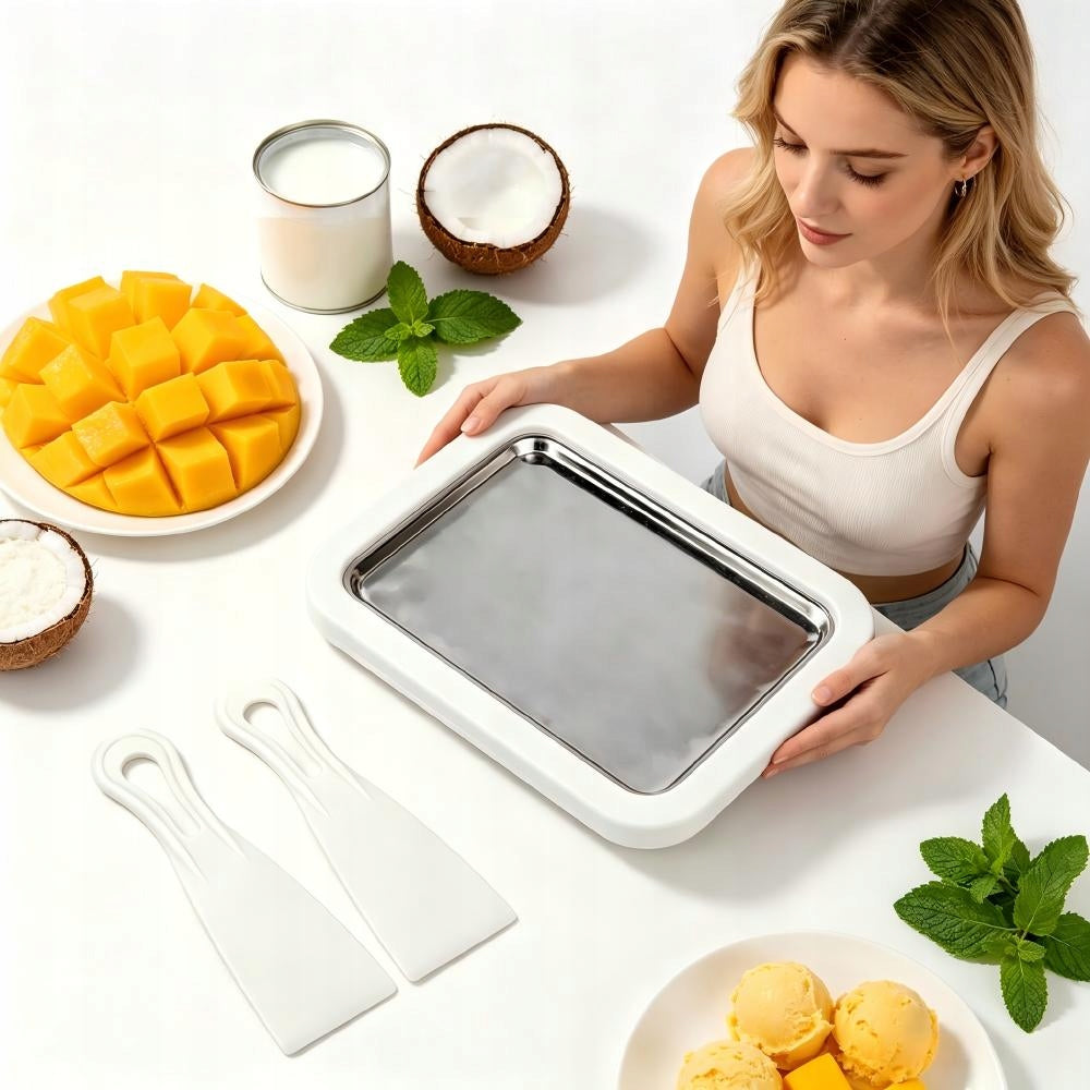 THAI ICE CREAM MAKING MACHINE SET THAI ICE CREAM MAKER FOR GIFT