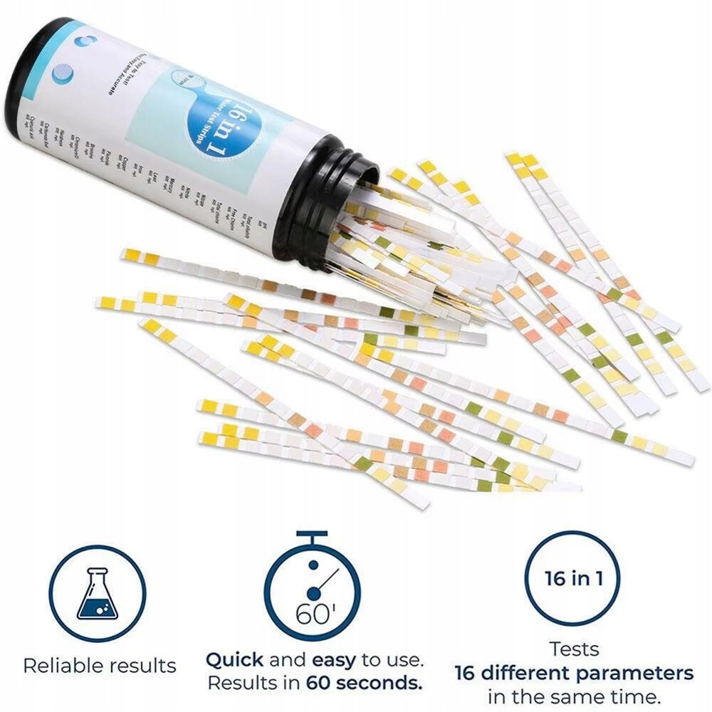 THE MOST ACCURATE TEST STRIPS FOR WATER QUALITY ANALYSIS UP TO 16 PARAMETERS Manufacturer code XMSJ