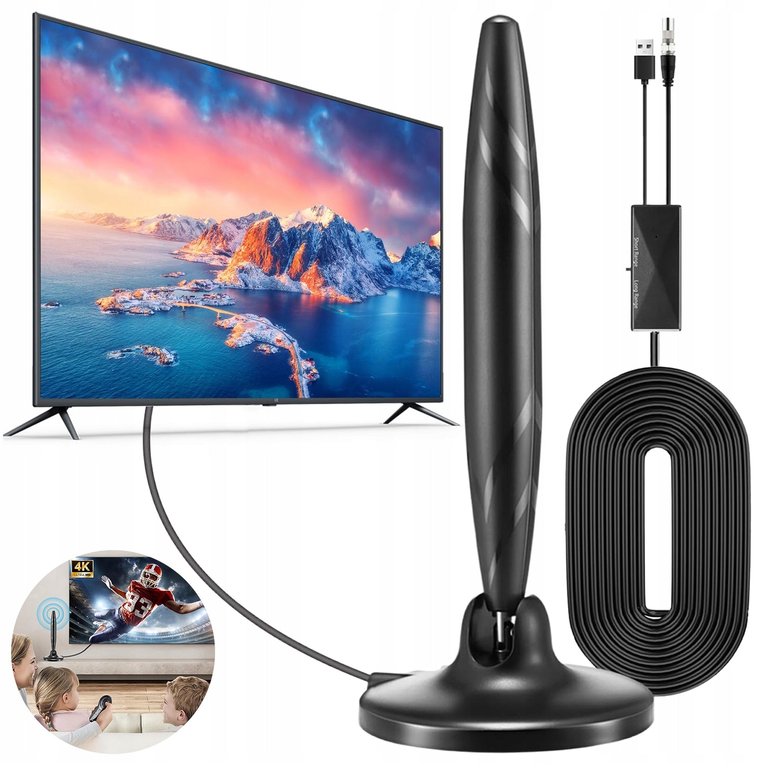 THE MOST POWERFUL TV ANTENNA DVB-T2 ACTIVE WITH AMPLIFIER