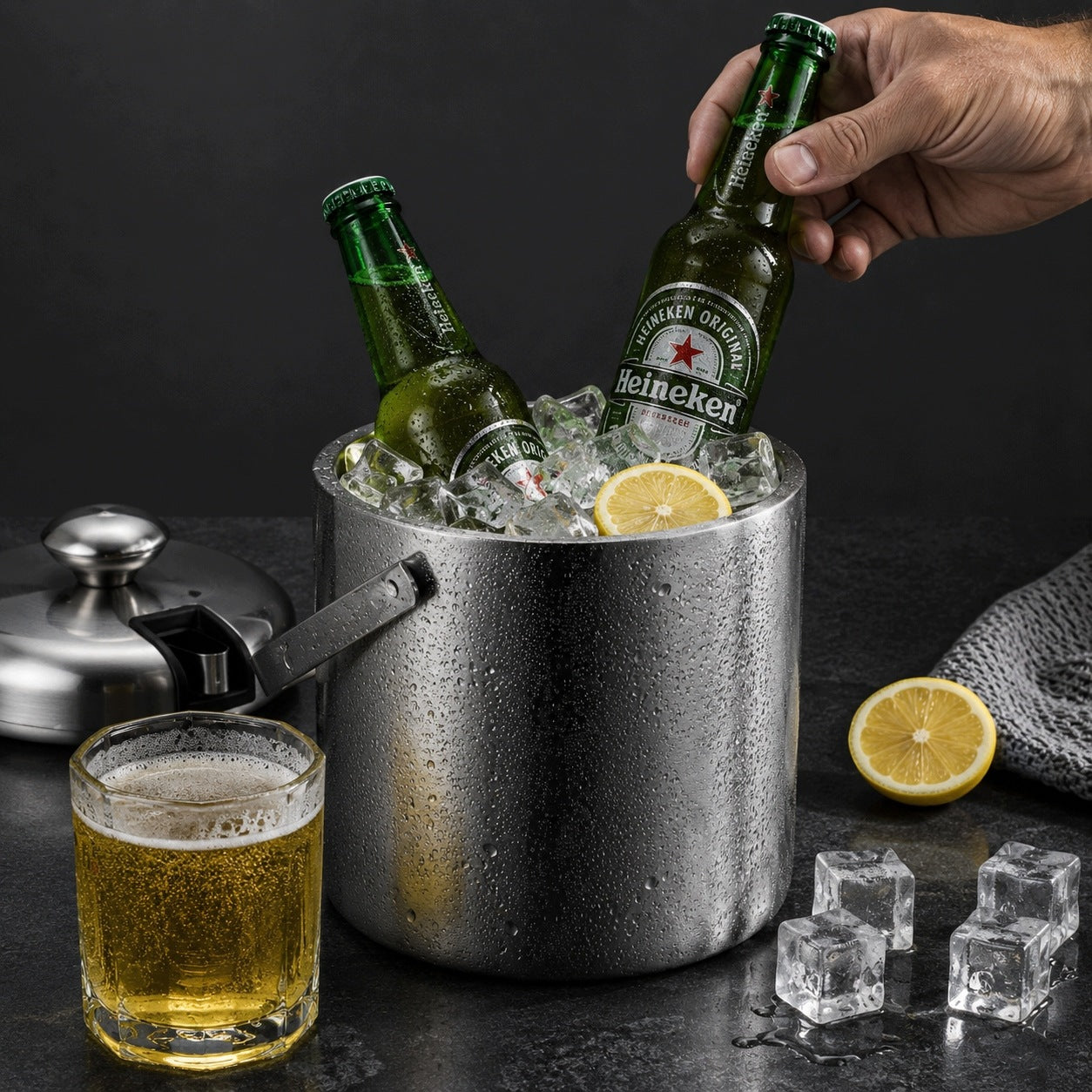 THERMAL ICE BUCKET 1,3L ICE CONTAINER STEEL PLIERS Manufacturer code Wiaderko do Lodu