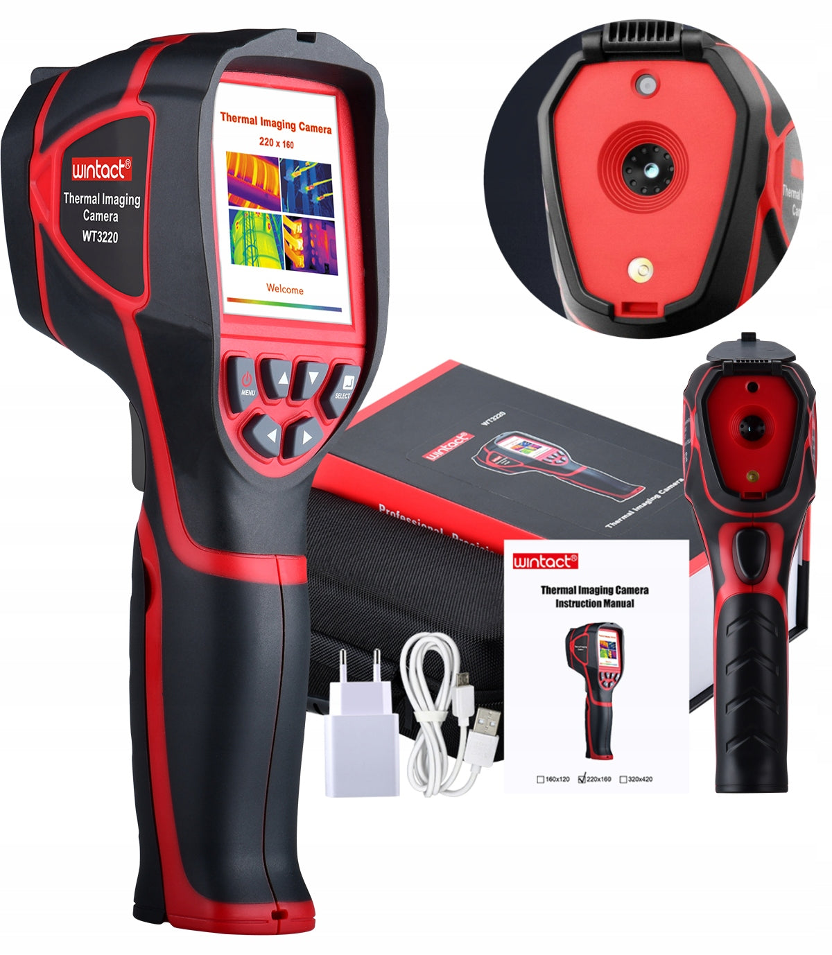 THERMAL IMAGE CAMERA -20+450° PRECISE THERMAL DETECTOR 220x160 3GB USB + CASE