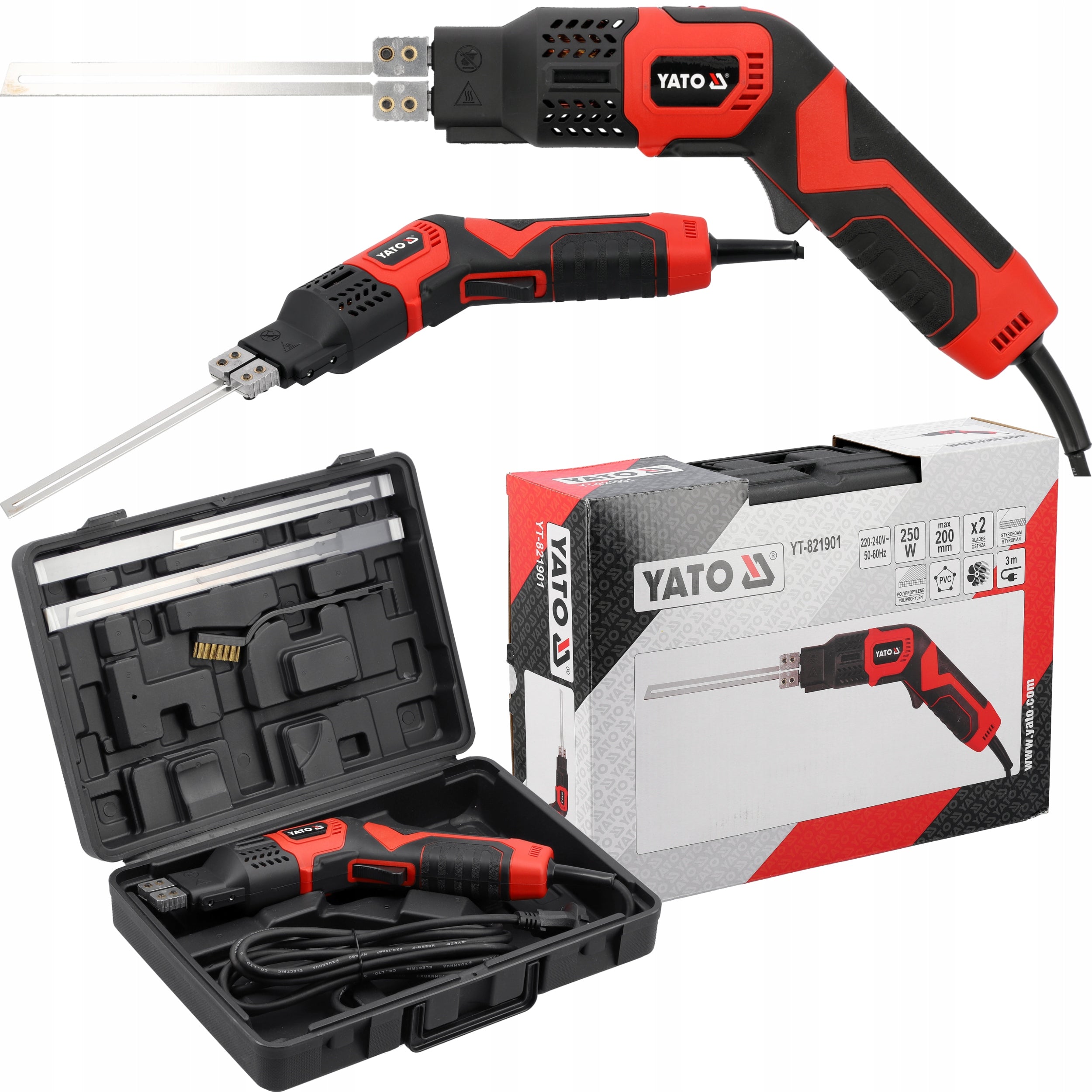 THERMAL KNIFE YATO 250W SET OF 2 BLADES 200MM FOR POLYSTYRENE WITH COOLING