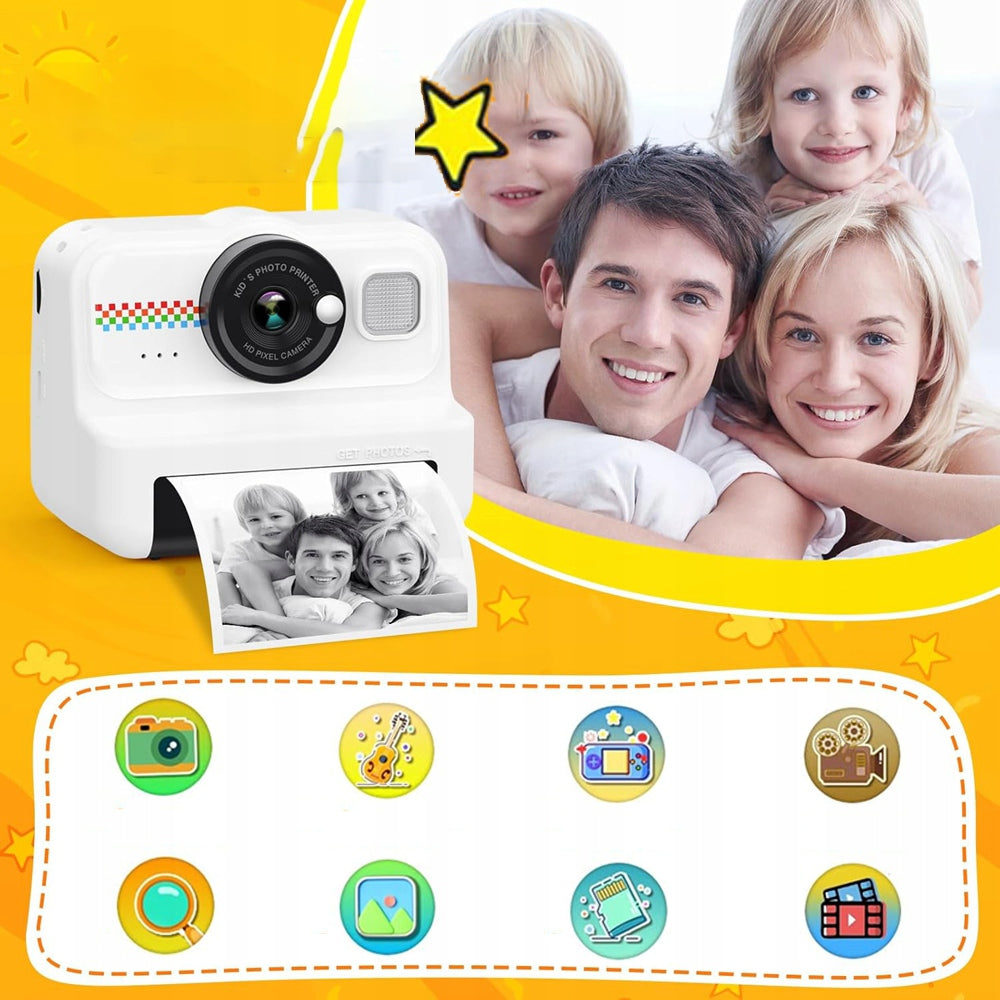THERMAL PRINTER MINI INSTANT CAMERA FOR KIDS GAMES 1080P 3 ROLLS Packaging status original