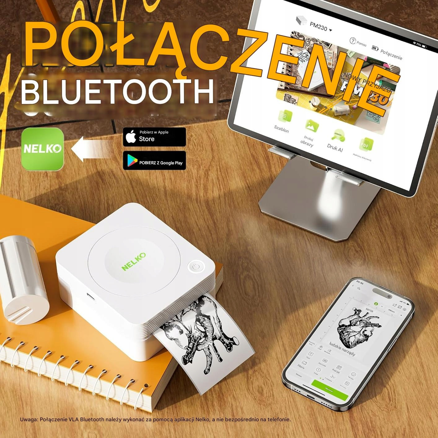 THERMAL PRINTER NELKO PM230 Labels Photo Stickers Bluetooth Android iOS Manufacturer code PM230