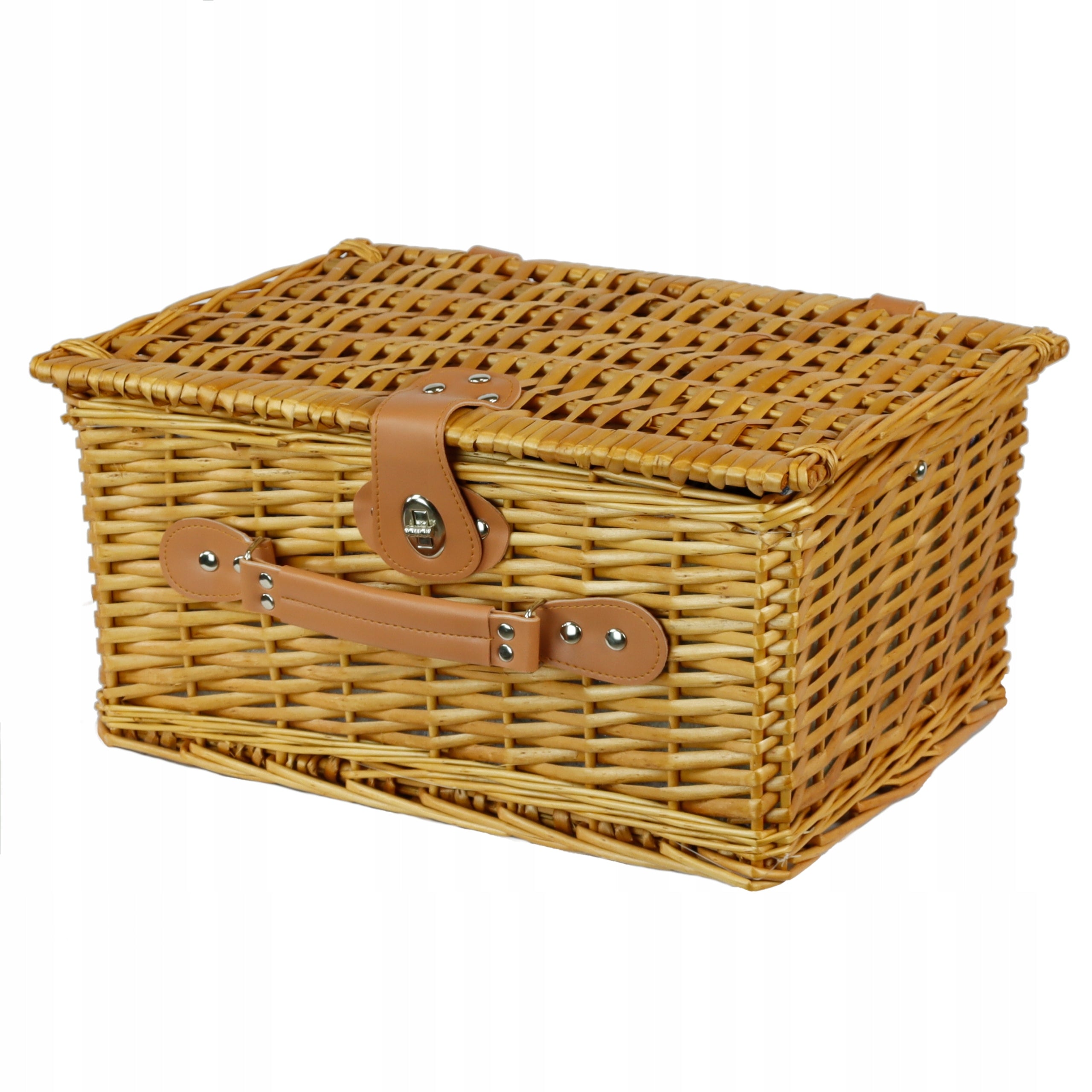 THERMAL WICKER PICNIC BASKET WITH EQUIPMENT FOR 2 PEOPLE Packaging status original