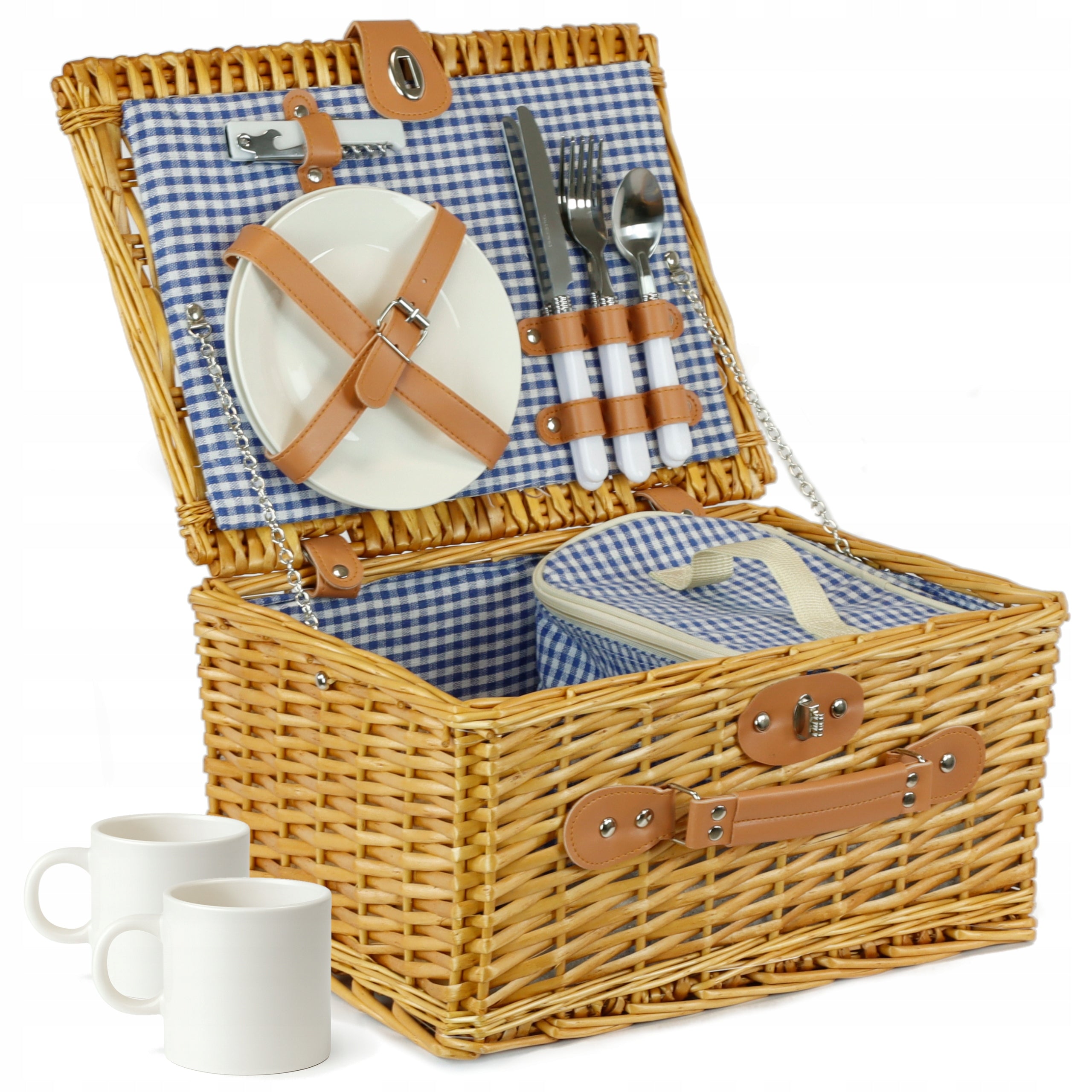 THERMAL WICKER PICNIC BASKET WITH EQUIPMENT FOR 2 PEOPLE