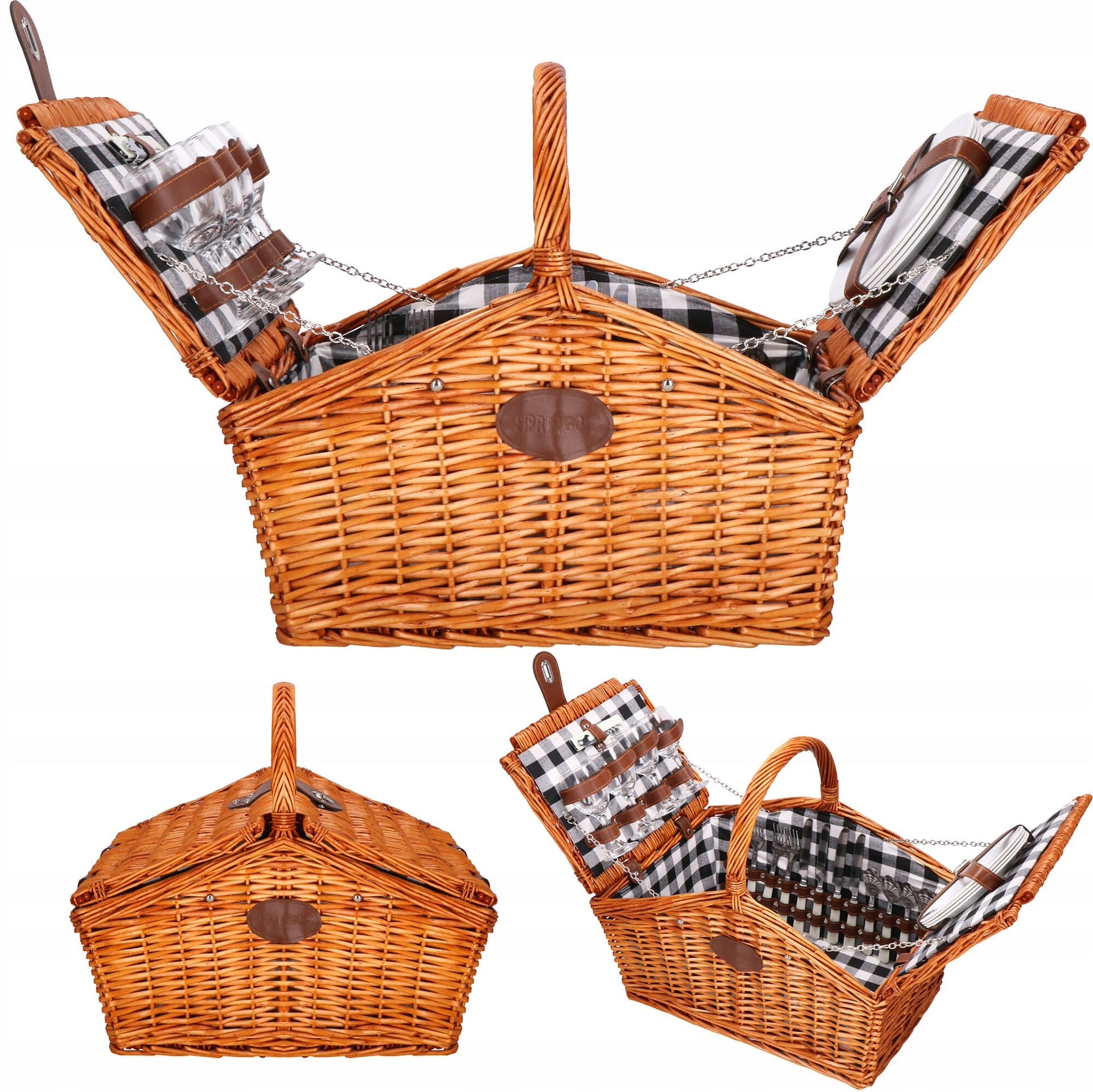 THERMAL WICKER PICNIC BASKET WITH EQUIPMENT GLASS PLATES FOR 4 PEOPLE Manufacturer code CS0136