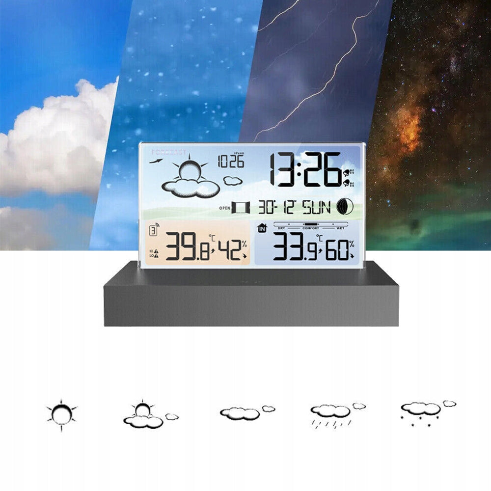 THERMOMETER DIGITAL WEATHER STATION HYGROMETER +EXTERNAL SENSOR Model EM3390